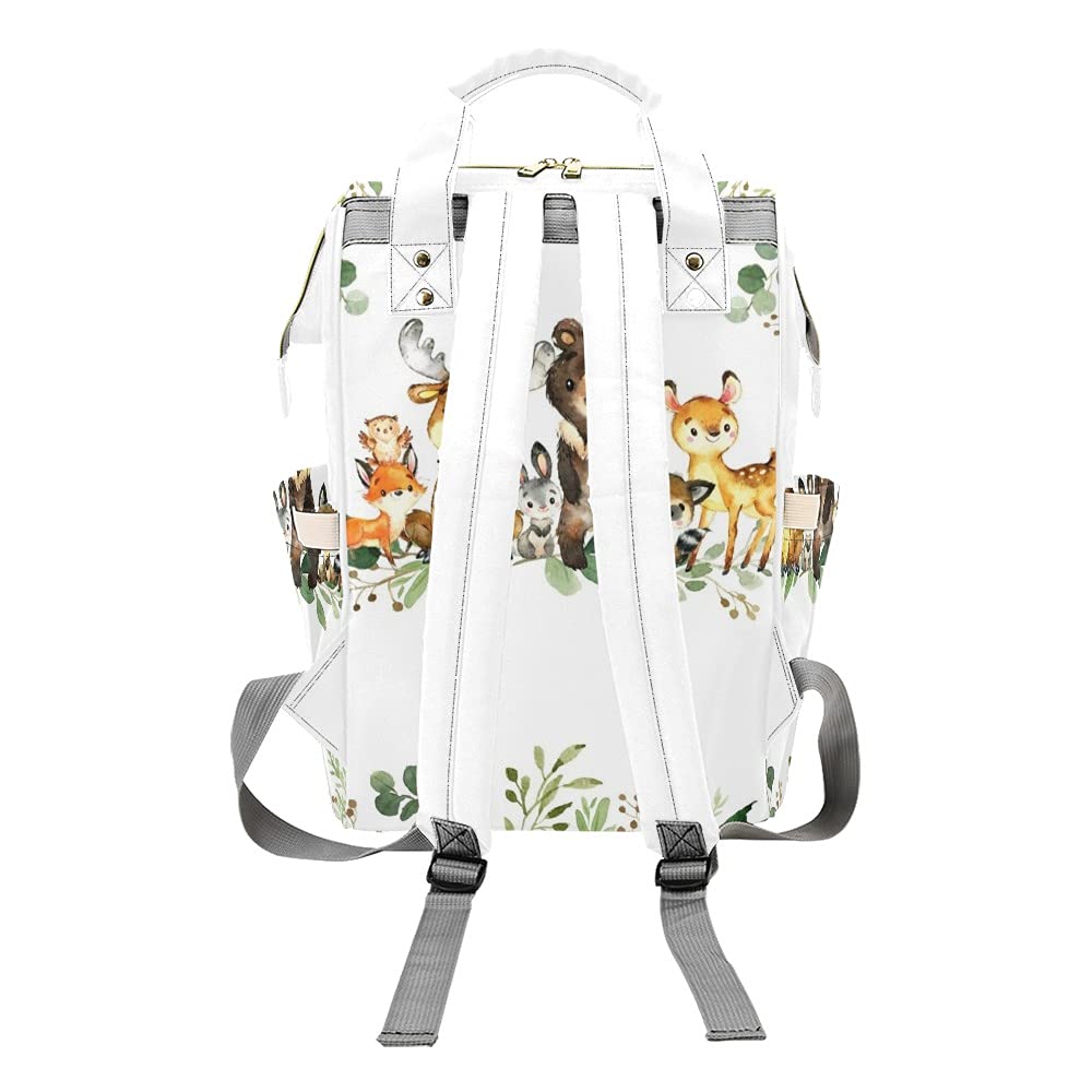 Personalized Watercolor Forest Animals Diaper Backpack - Nursing Nappy Bag for Baby, Travel Tote & Baby Shower Gift (Perfect for Moms, Daycare & Family Outings)