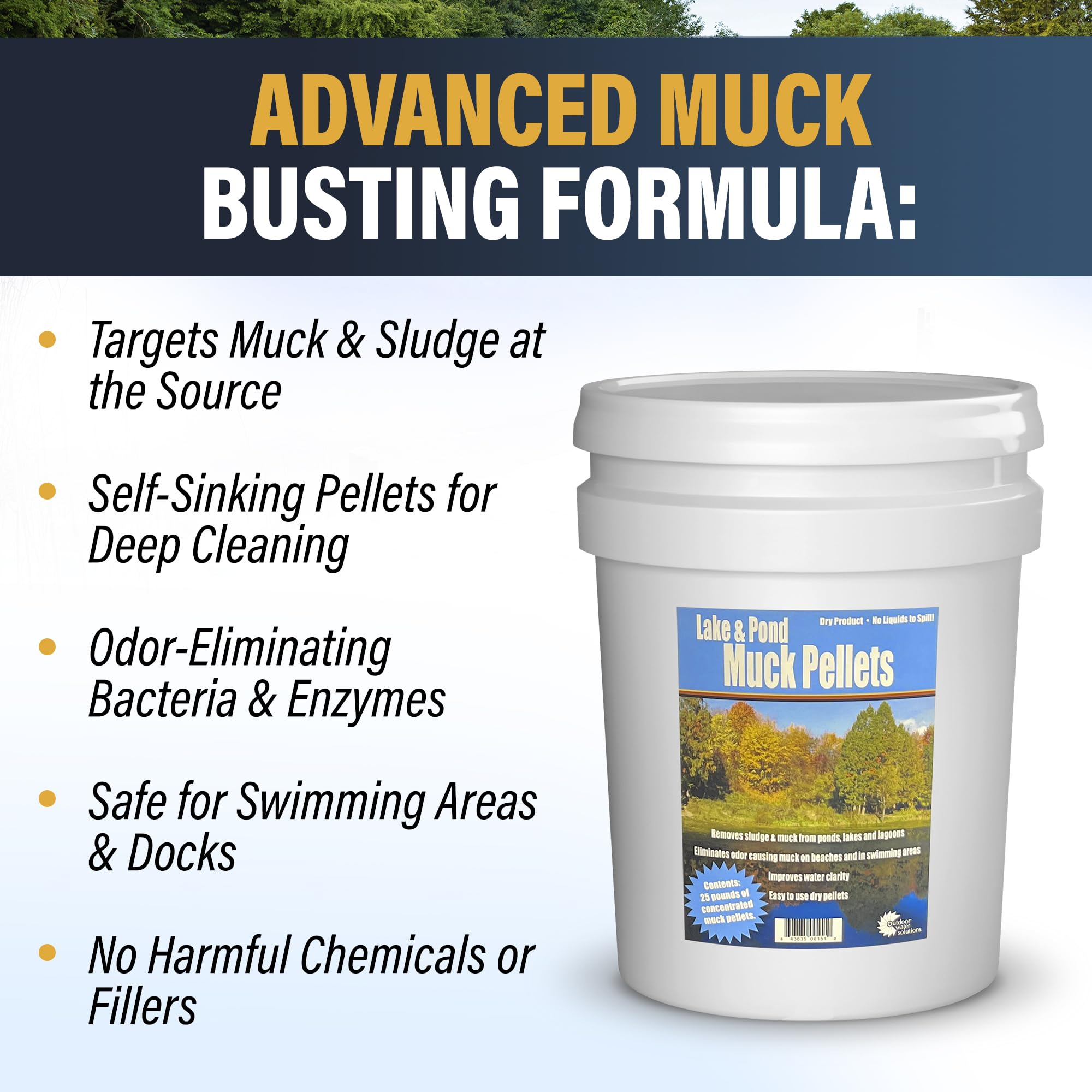 25lb Lake and Pond Muck Pellet Tablets - Fast Acting & Easy to Apply for Water Treatment | Perfect for Algae Control & Pond Maintenance