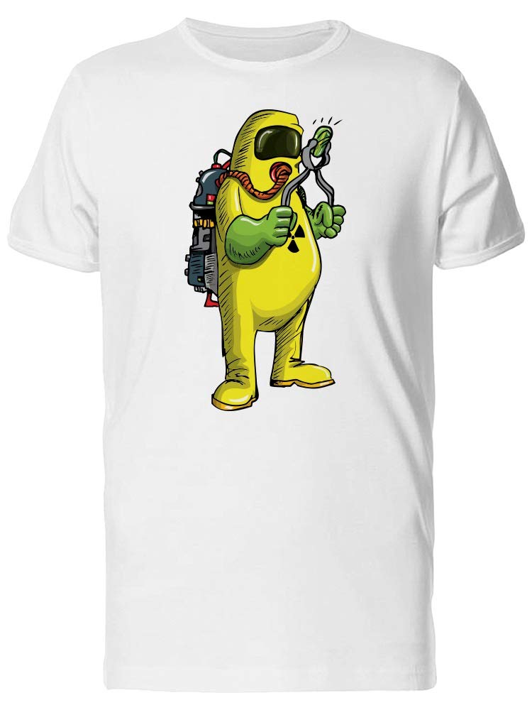 Men's Cartoon Hazmat Suit Graphic T-Shirt - Funny Science Themed Casual Wear for Parties & Halloween