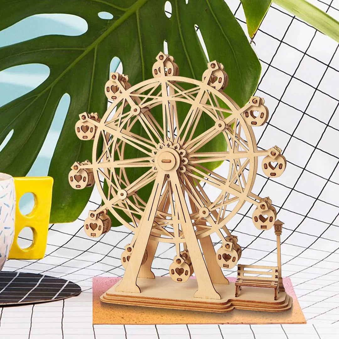Rolife Ferris Wheel DIY Model Kit - 3D Wooden Puzzle for Adults & Teens - Fun Craft Project for Home Decor, Gifts & Relaxation - Perfect for Birthday, Christmas & Stress Relief Activities