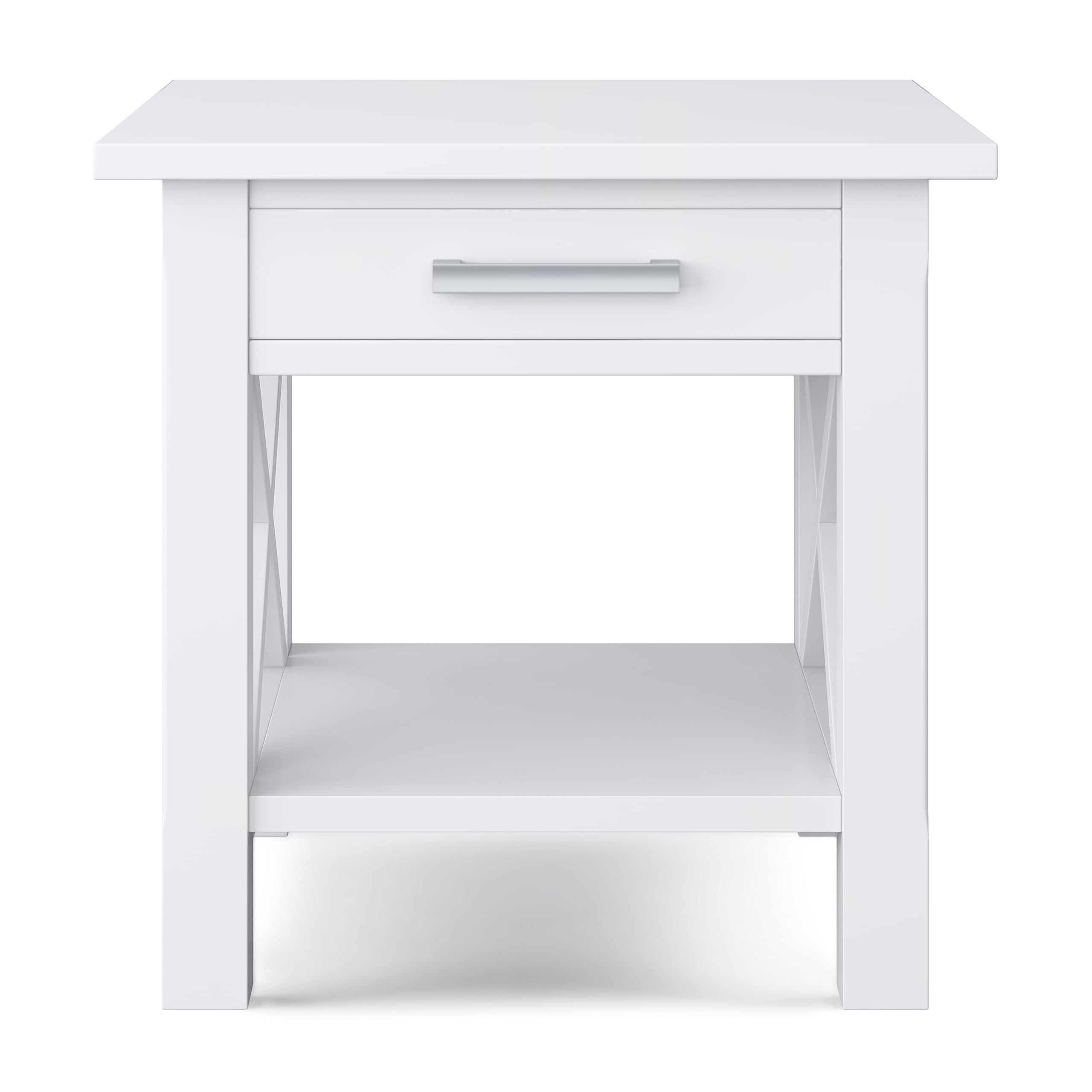 SIMPLIHOME Kitchener 21-inch Solid Wood Square End Table - Modern White Nightstand for Living Room, Bedroom & Office - Perfect for Holding Lamps, Books & Decor