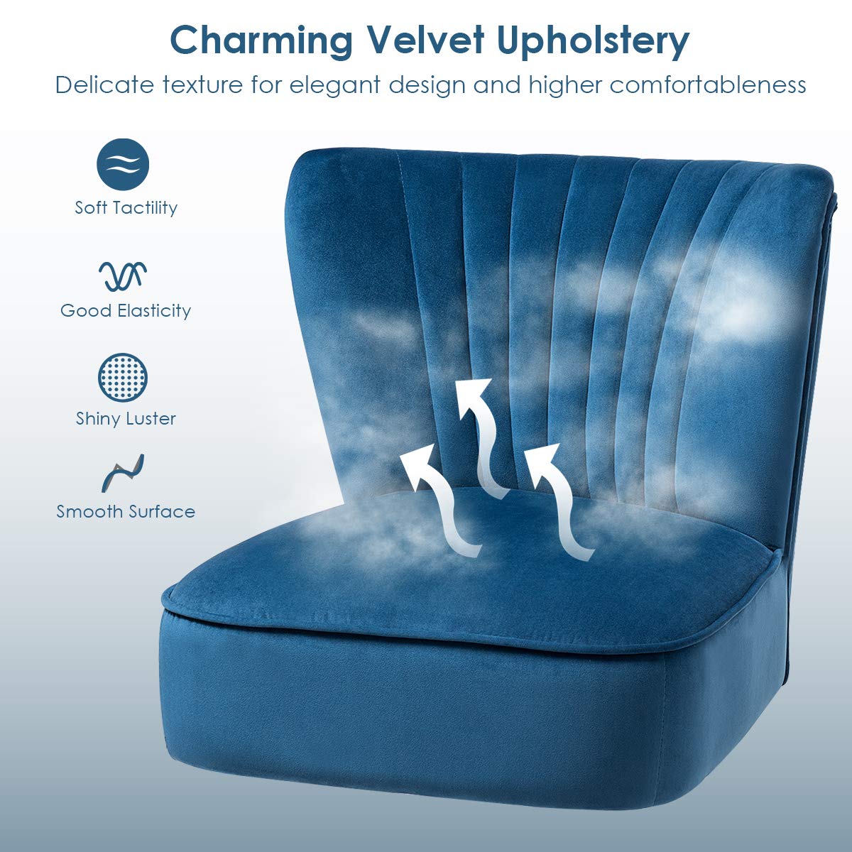 Giantex Set of 2 Velvet Accent Chairs with Wood Legs - Modern Upholstered Armless Wingback Club Chairs, Thickly Padded for Living Room, Bedroom, Office & Lounge - Comfortable Seating for Home Decor & Relaxation