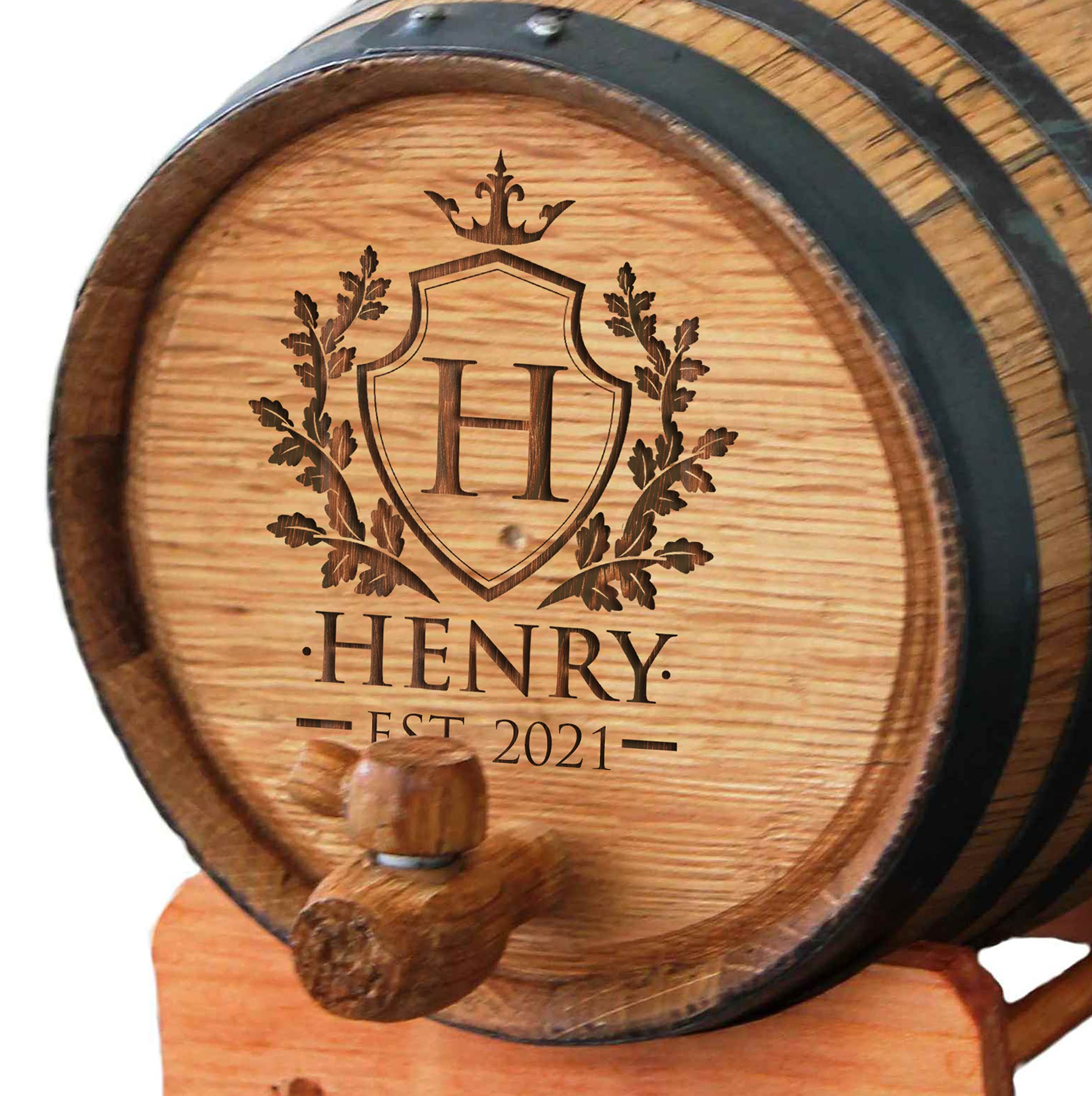 Personalized Whiskey Bourbon Scotch Barrel - Engraved Oak Mini Cask Gift for Men - Custom 3 Liter Wood Barrel with Knight Design - Perfect for Anniversary, Birthday & Retirement Gifts