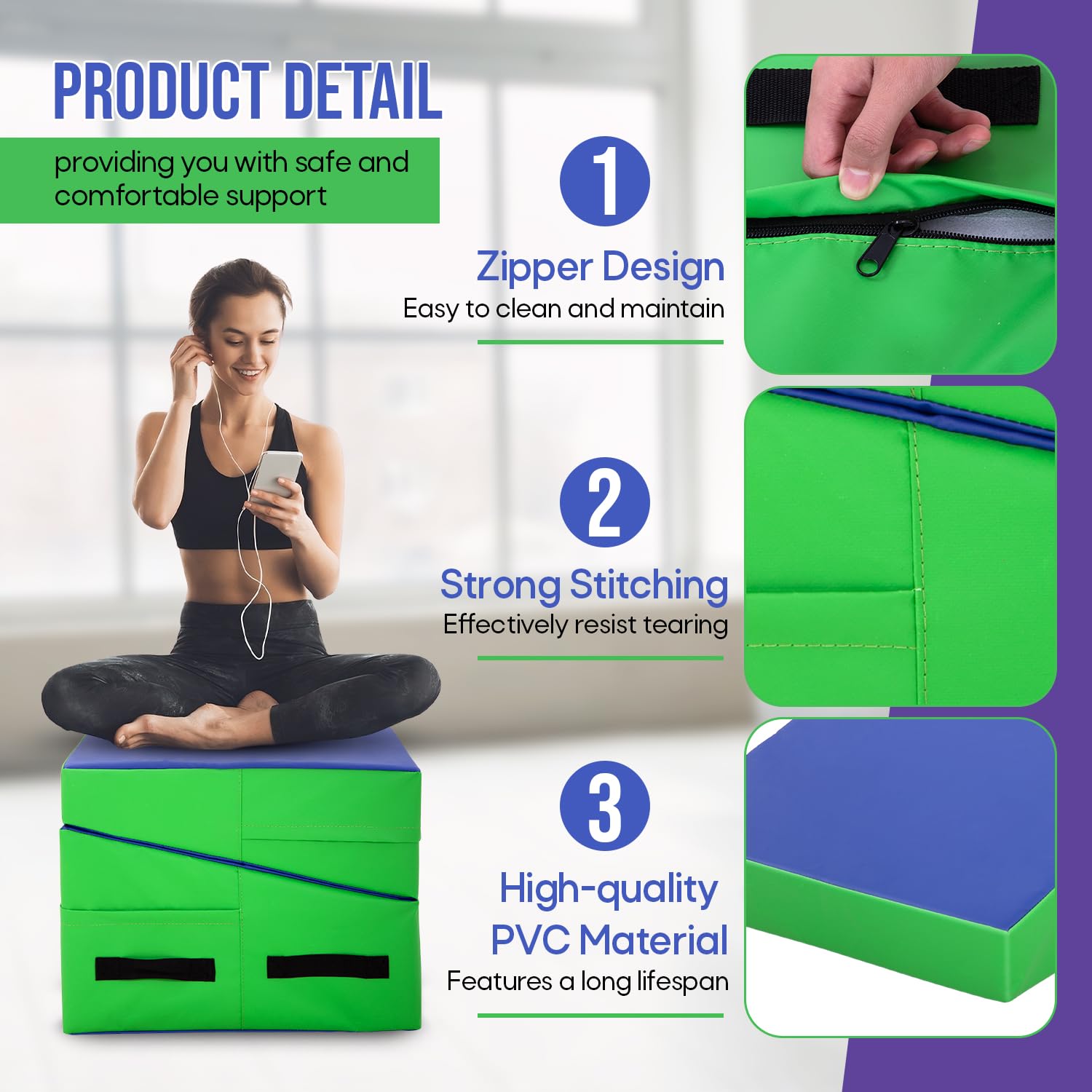 Non-Slip PU Folding Gymnastics Incline Mat - Wedge Cheese Tumbling & Yoga Exercise Mat for Home Gym with Handles | Perfect for Gymnastics Training, Yoga Practice & Home Workouts