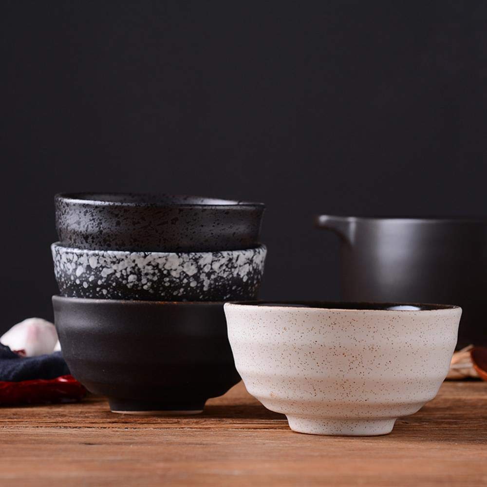 Premium Black Striped Ceramic Rice Bowl - Durable Household Tableware for Rice, Soup & Noodles | Ideal for Asian Cuisine, Daily Meals & Restaurant Use