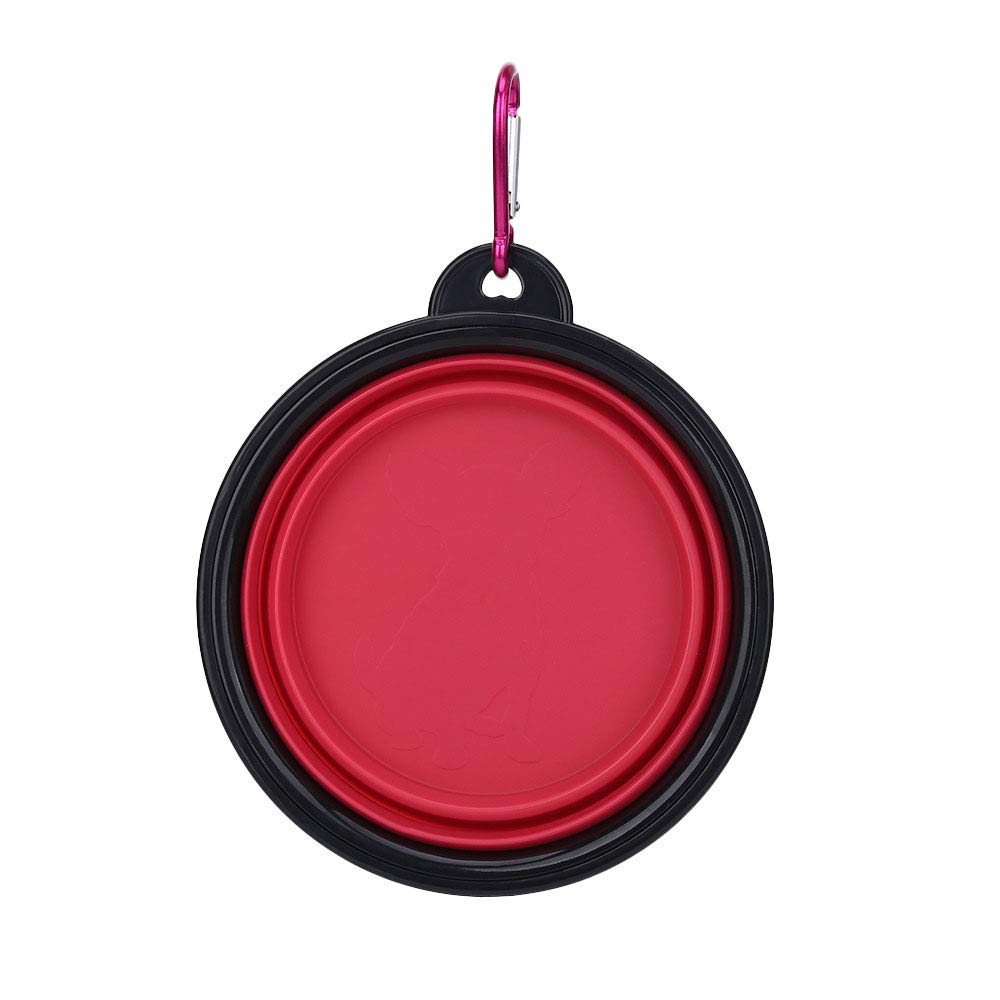 EVERTREND Collapsible Silicone Pet Travel Bowl - Portable Food & Water Dish for Small & Medium Dogs & Cats - Lightweight, Durable & Easy to Clean - Perfect for Hiking, Camping & Travel (Red)