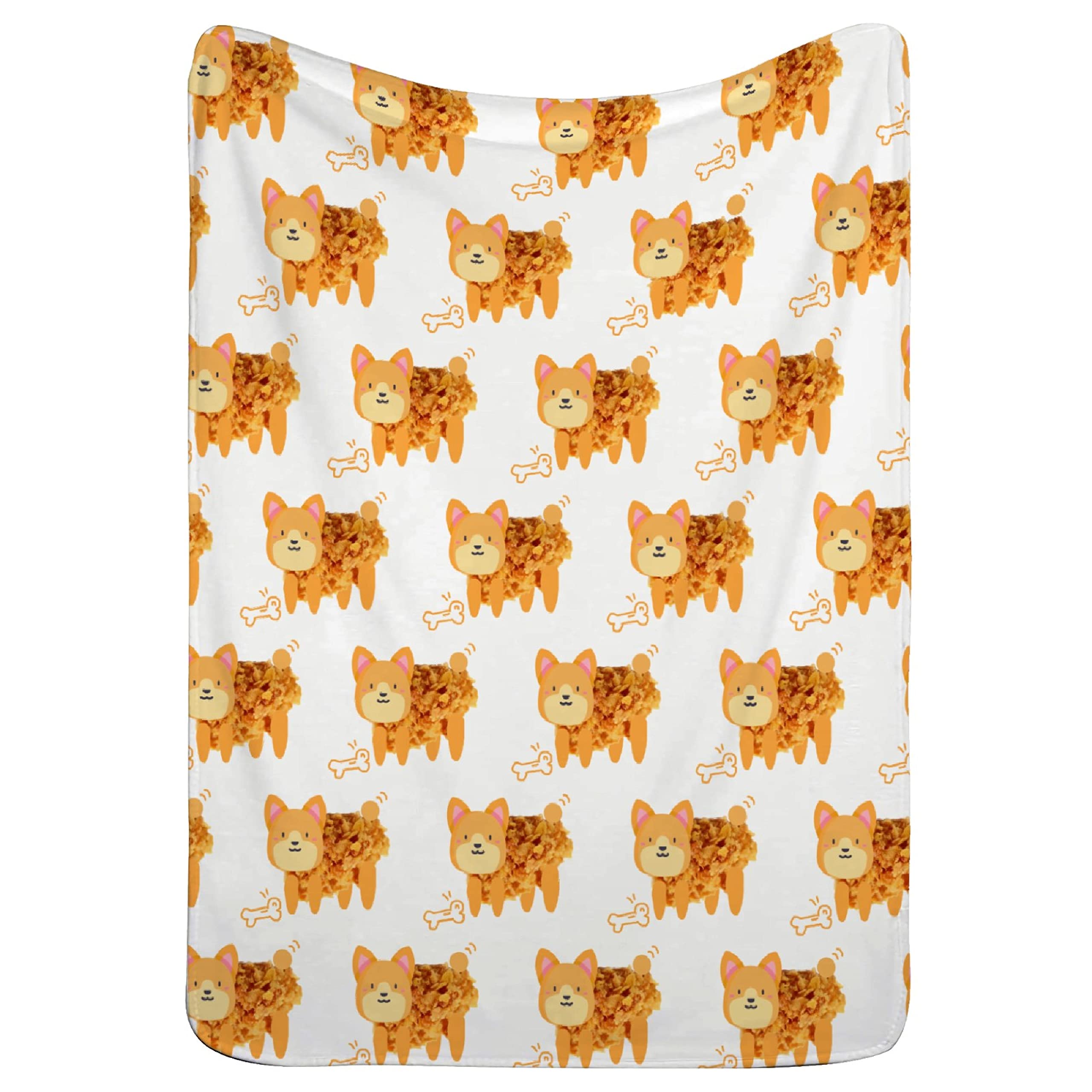 NIUJINMALI Dog Chicken Nugget Pattern Soft Flannel Fleece Throw Blanket - Lightweight Air Conditioning Quilt for Bed, Sofa & Travel - XL 120x90 Inches - Cozy Home Decor, Perfect for Family Movie Nights & Pet Snuggling