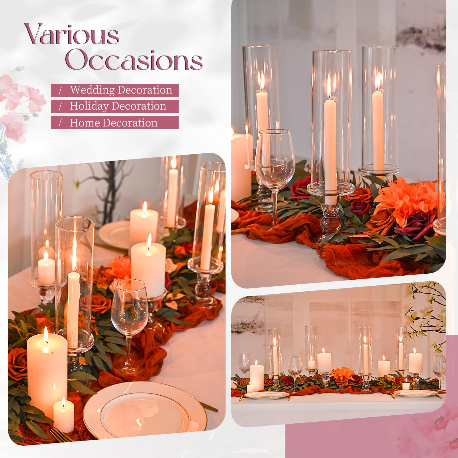 Showgeous 12 Pcs Hurricane Candle Holders - 13.8
