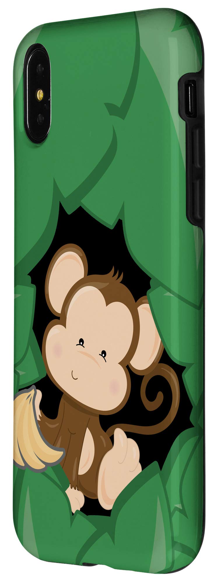 iPhone X/XS Cute Peekaboo Baby Monkey with Bananas Phone Case - Perfect for Kids, Animal Lovers & Fun Protection
