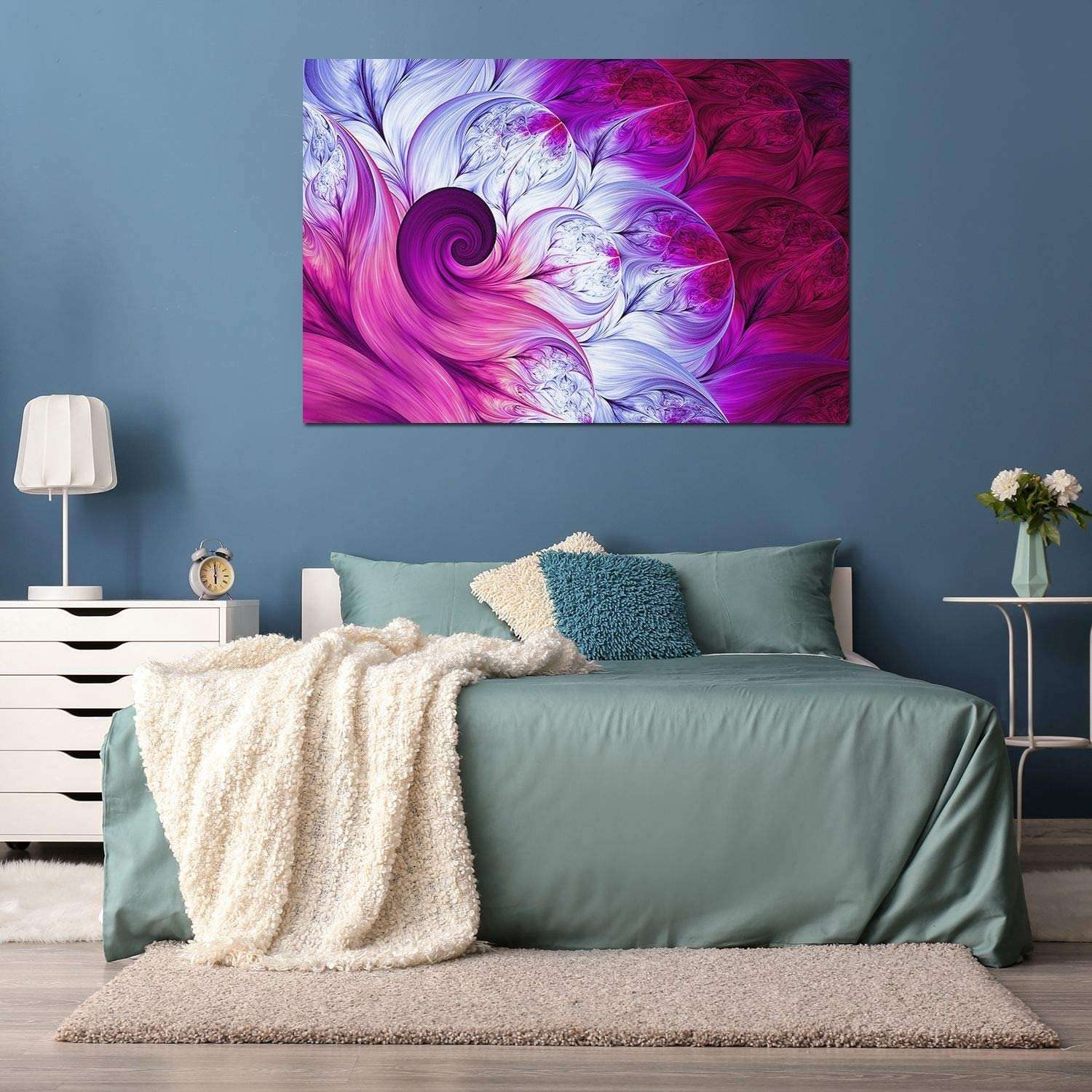 Startonight Luminous Canvas Wall Art - Abstract Red & White Light Painting, Large Modern Artwork (32