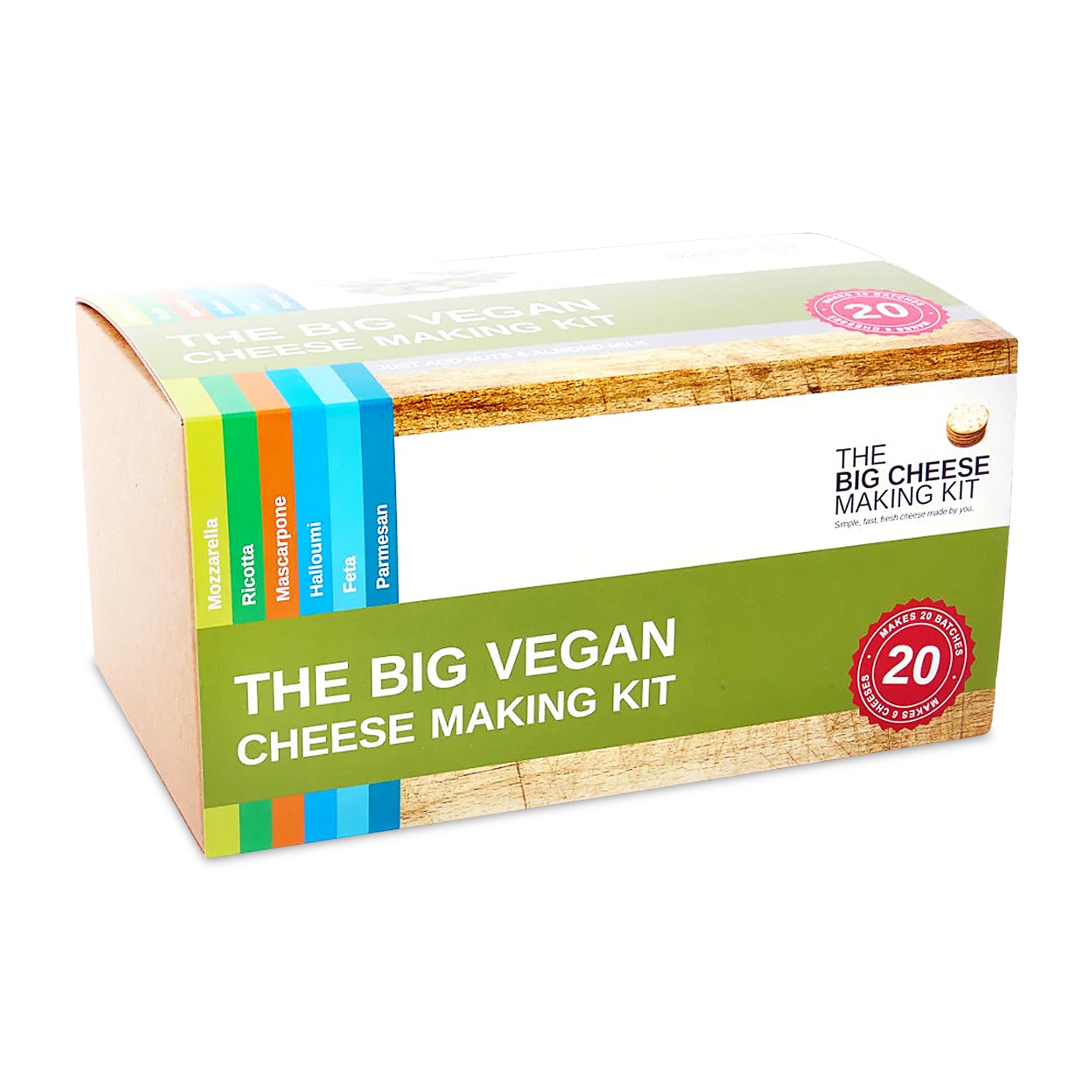 The Big Vegan Cheese Making Kit - DIY Vegan Cheese Starter for Mozzarella, Ricotta, Feta | Dairy-Free Cheese Maker Supplies | Perfect Plant-Based Food Gift | Make 6 Types & 20 Batches | Great for Vegan Cooking, Parties & Holiday Gifts