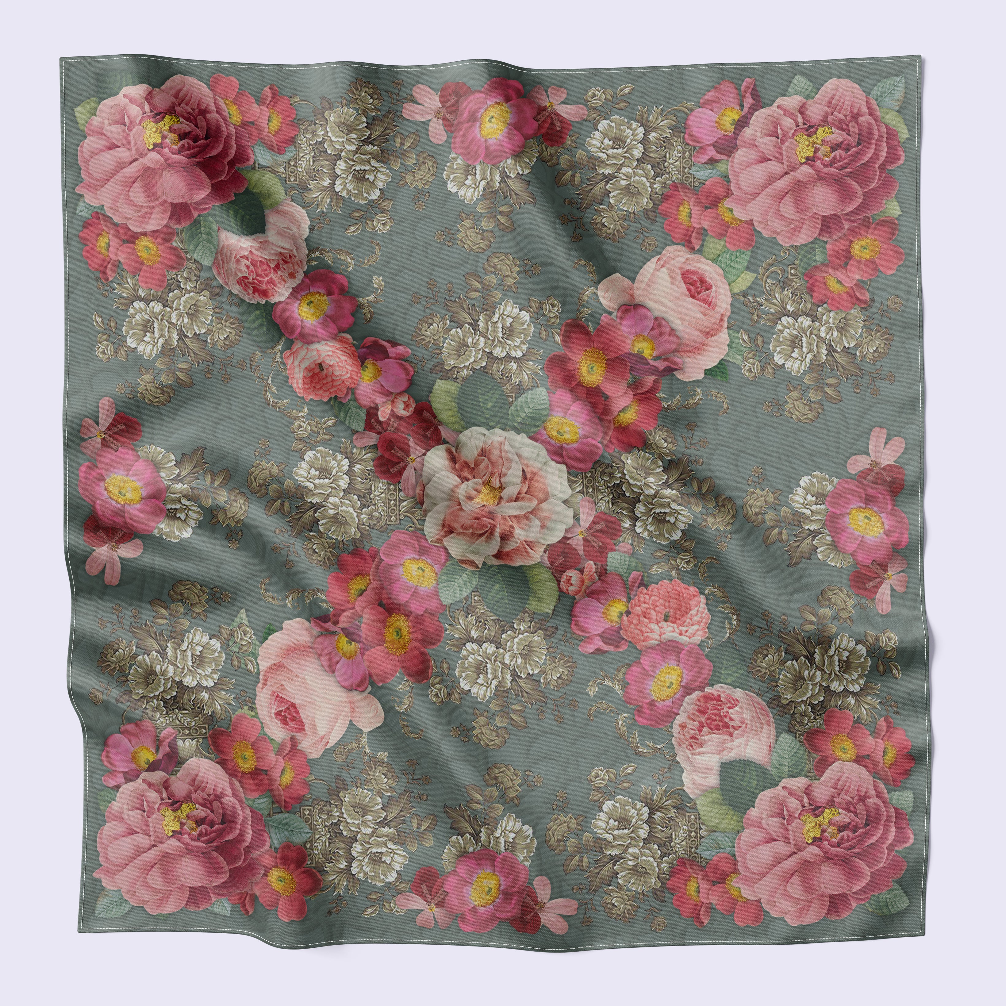 Stylish Large Square Scarf - Double Sided Rose Print Fashion Scarf for Women | Perfect for Office, Date Night & Travel Accessories