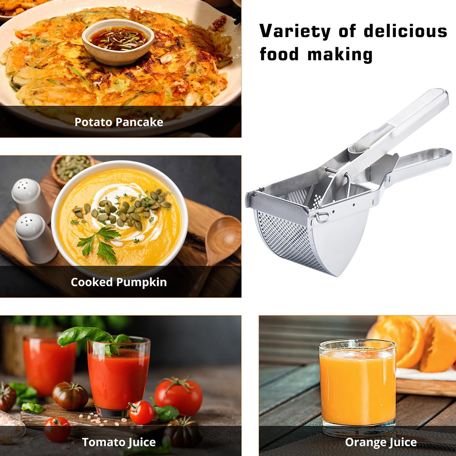 **AITRAI 22oz Heavy Duty Stainless Steel Potato Ricer & Masher - Professional Kitchen Tool for Smooth & Fluffy Mashed Potatoes, Baby Food, Purees - Perfect for Thanksgiving, Holiday Cooking & Home Chefs**