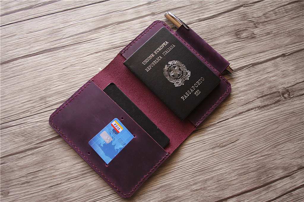 Personalized Women's Passport Holder - Purple Leather Travel Wallet for Women | Perfect for Airplane Travel, Vacation & Business Trips