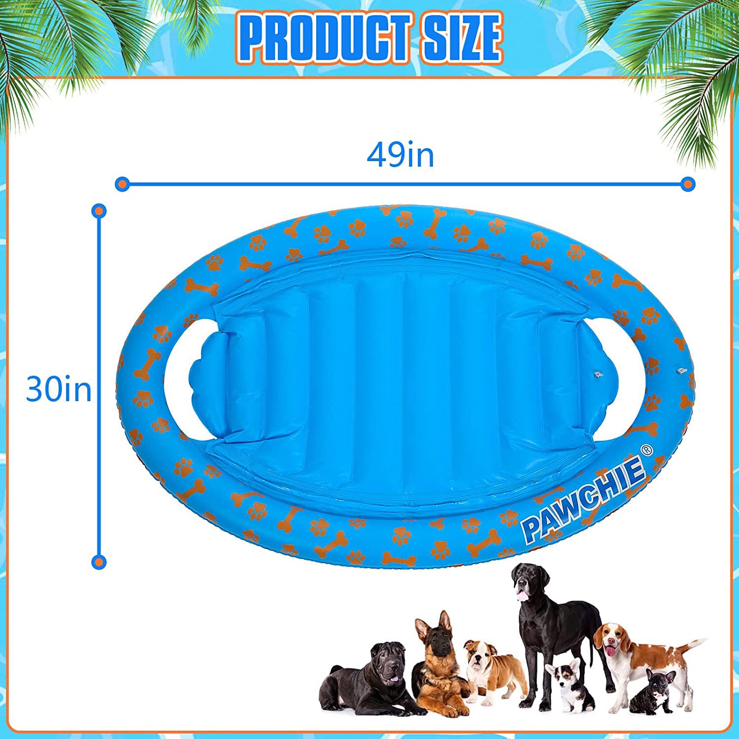 PAWCHIE Dog Pool Float - Inflatable Pet Raft for Dogs & Kids, Summer Swimming Pool Toy for Outdoor Water Play - Perfect for Backyard Pools, Lakes & Beach Fun