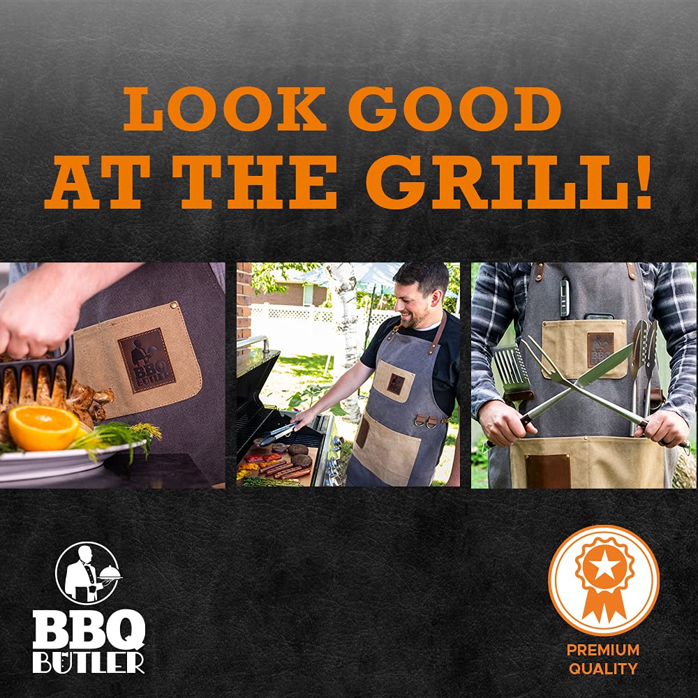 Heavy Duty Adjustable Canvas Grill Apron for BBQ, Smoking & Cooking - XXL Size for Men & Women - Perfect for Outdoor Grilling, Camping & Backyard Parties