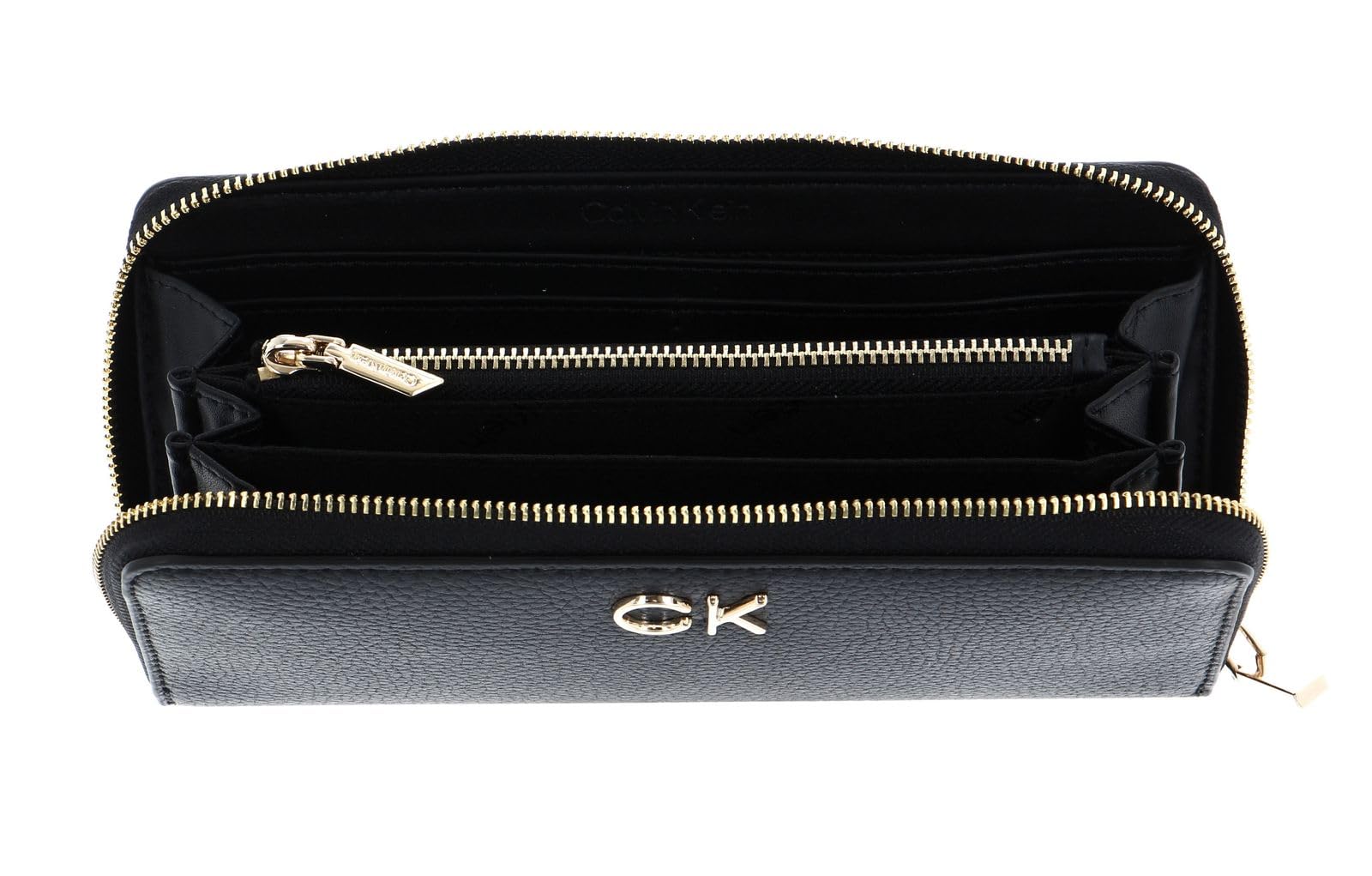 Calvin Klein Women's Re-Lock Z/A Large Leather Wallet - RFID Blocking, Slim Bifold Design for Credit Cards & Cash (Black) | Perfect for Everyday Use, Travel & Gift Giving