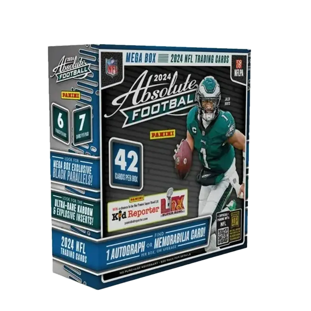 2024 Panini Absolute Football NFL Trading Cards Mega Box - 24 Packs, 8 Cards Per Pack - Collectible Trading Cards for NFL Fans & Sports Memorabilia Collectors - Perfect for Gifts, Trading, and Display