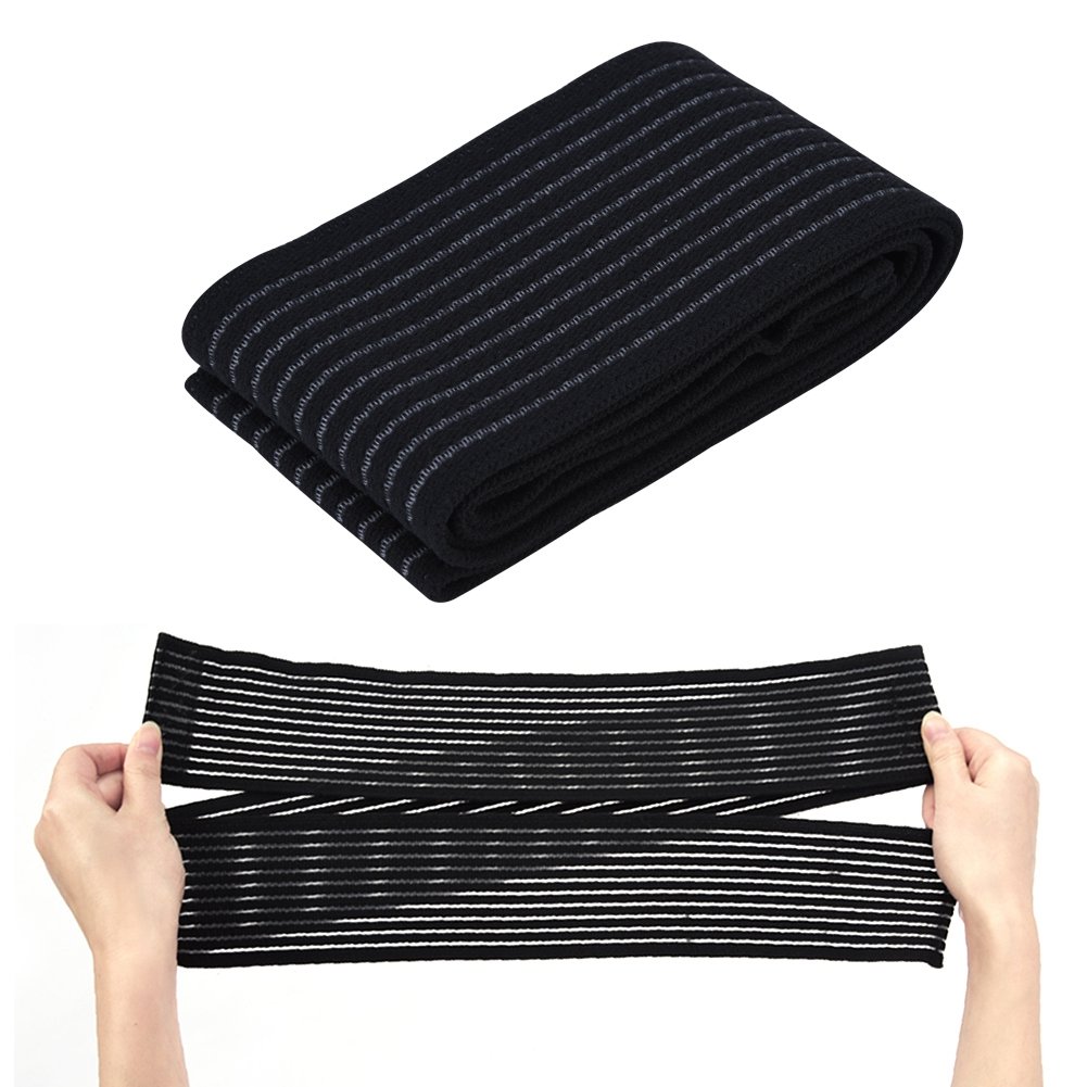 Elastic Compression Bandage Wrap - Black High Elasticity Calf & Thigh Support Knee Brace for Sports Injuries - Football, Basketball, Running & Workout Support - Ideal for Athletes, Post-Surgery Recovery & Joint Pain Relief