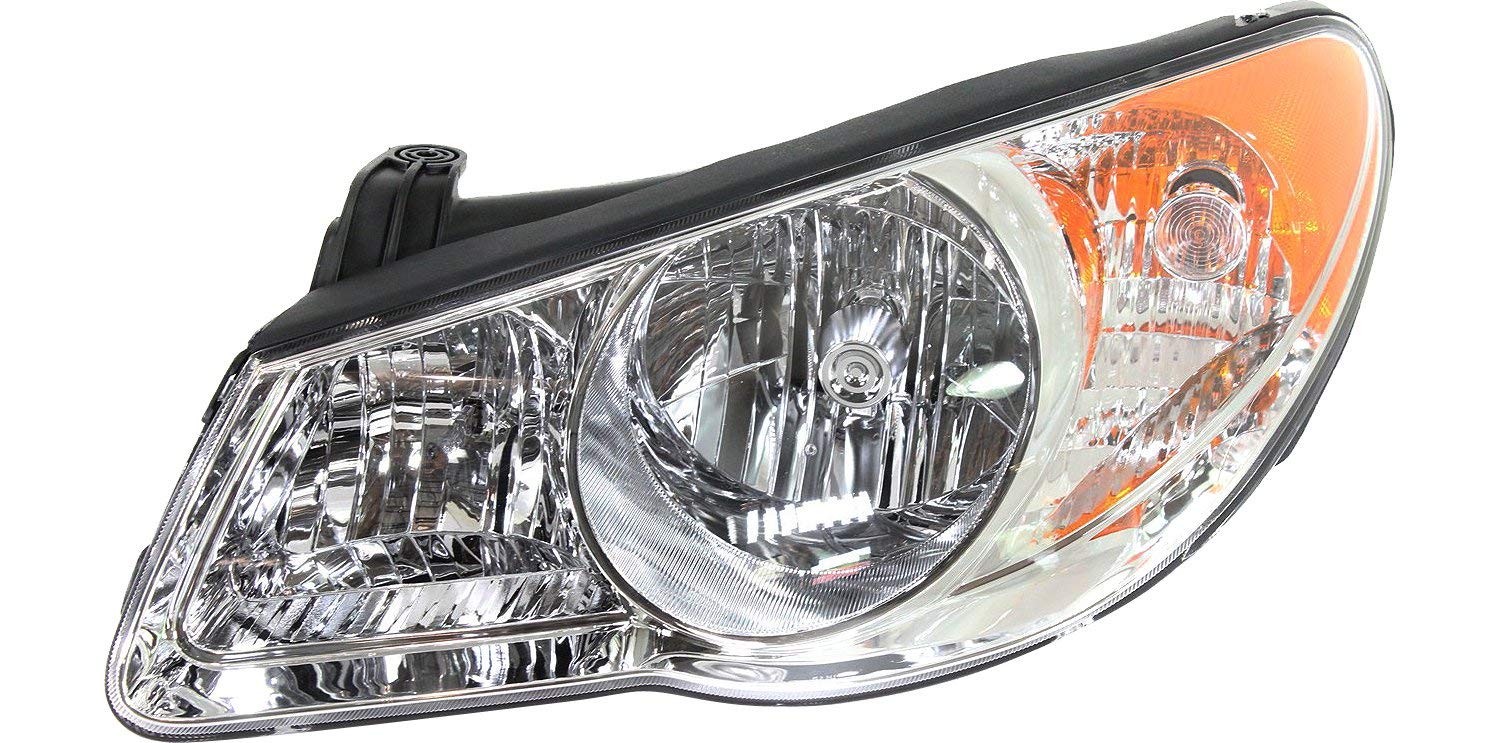 **2007-2010 Hyundai Elantra Halogen Headlight Assembly - Driver & Passenger Side with Bulbs, Sedan (Replaces #921022H051, 921012H051) - Perfect for Night Driving & Enhanced Visibility**