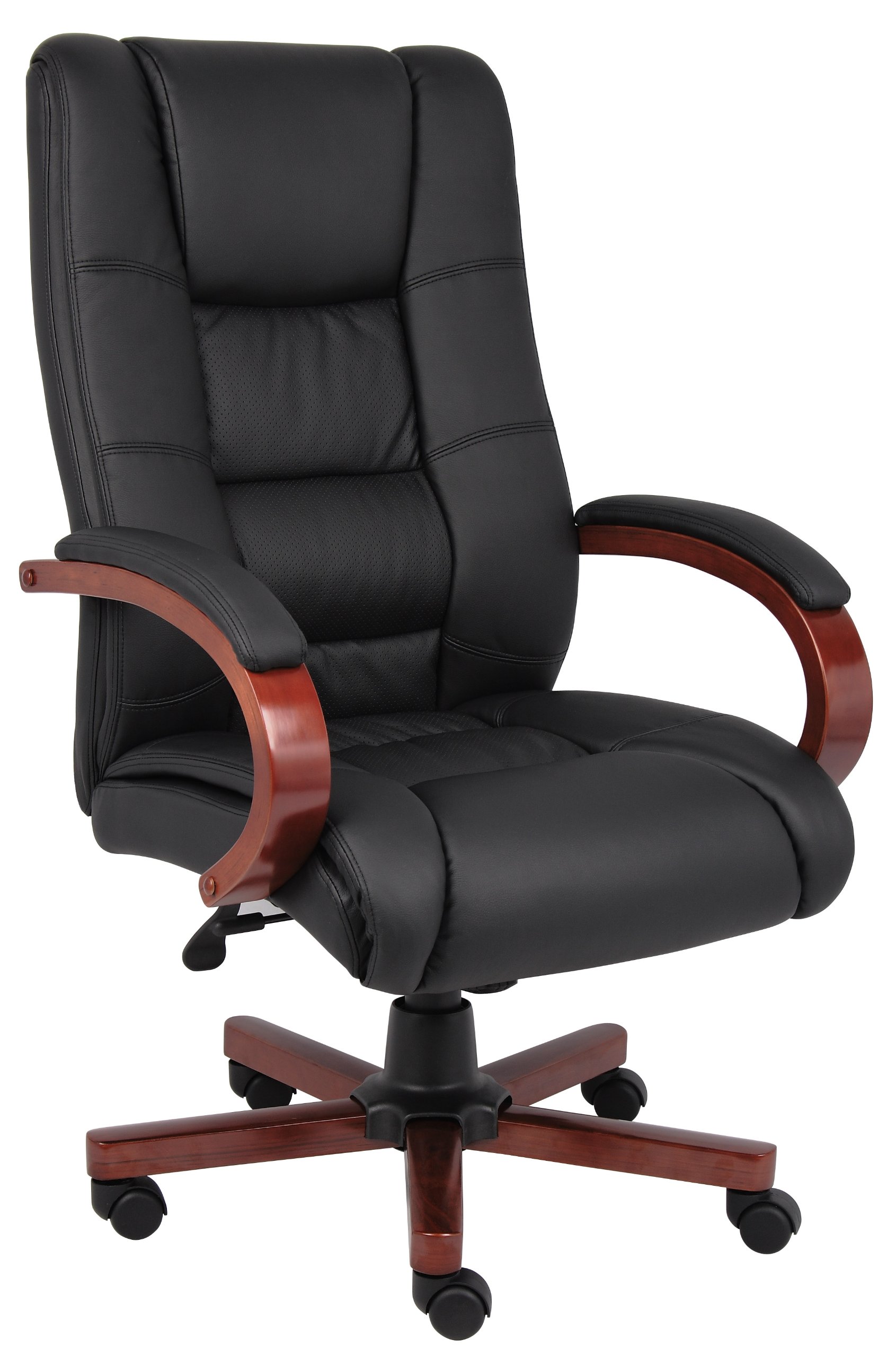 Premium High Back Executive Office Chair - Ergonomic Wood Finish Swivel Chair for Home & Business - Perfect for Conference Rooms, Desks & Executive Offices
