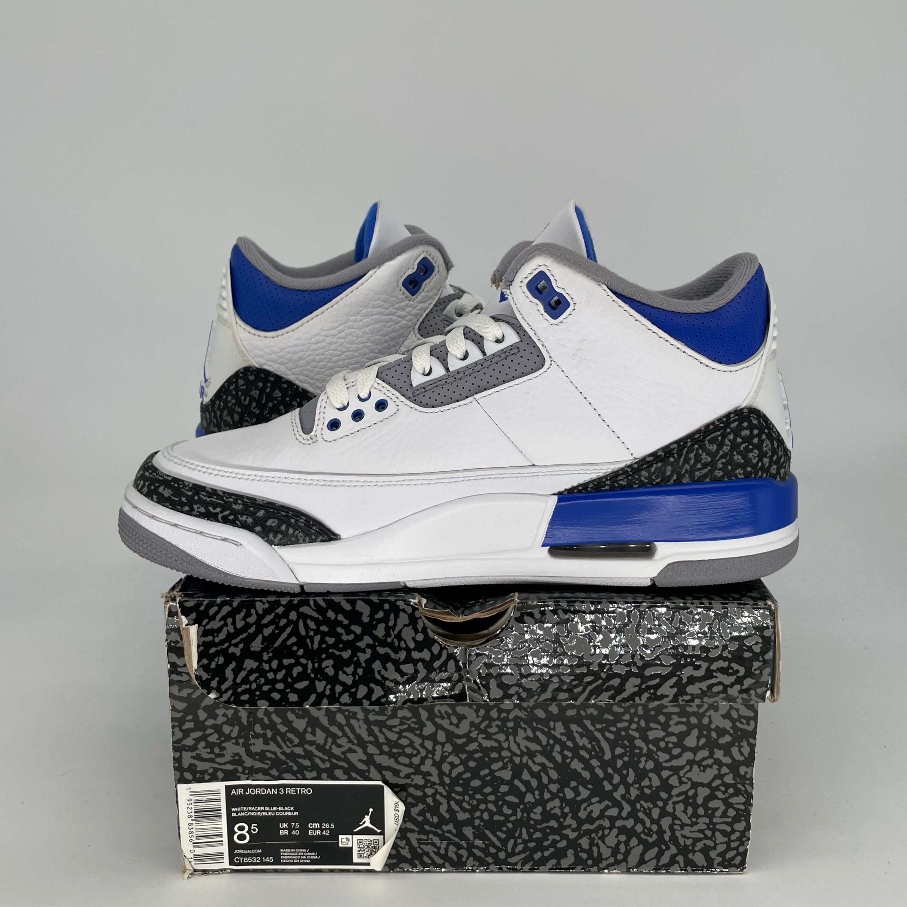 AIR JORDAN 3 RACER BLUE Men's/Women's Sneakers - Size 8.5/10W (CT8532-145) - Retro Basketball Shoes for Running, Training & Streetwear Fashion