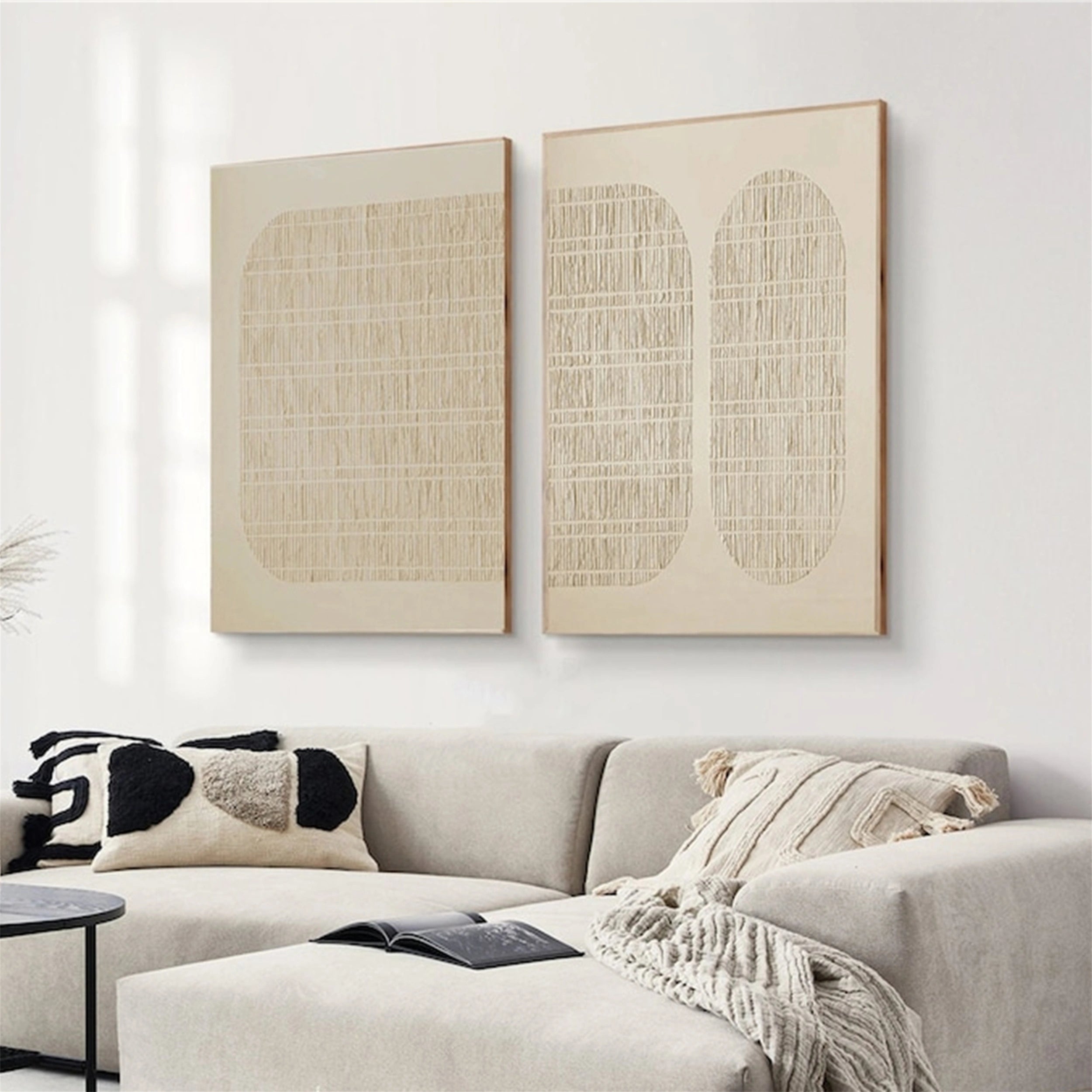 Abstract Beige & Brown Wall Art Set of 2 - Modern Canvas Paintings for Living Room, Bedroom & Office Decor #BB088