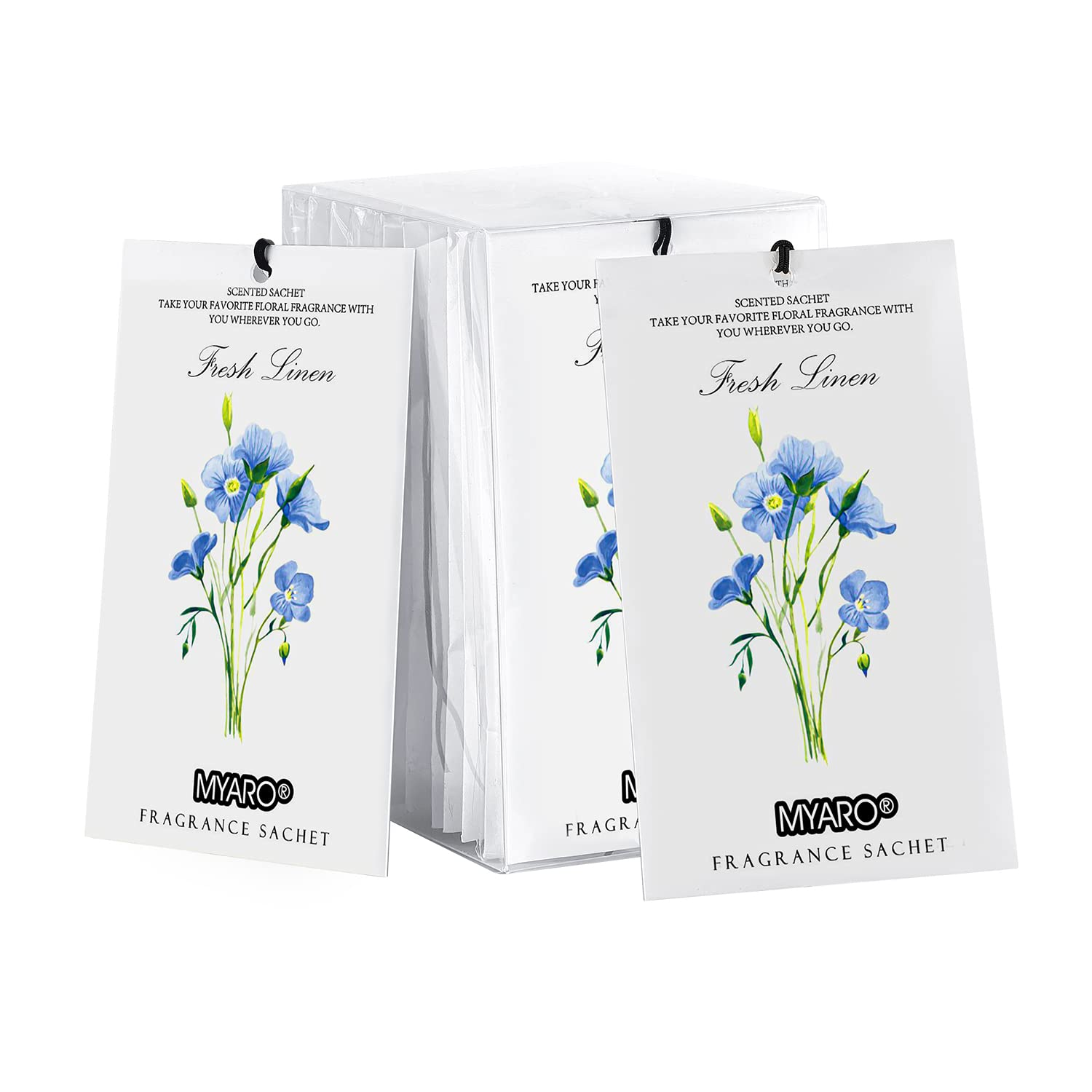 MYARO 12 Pack Linen Scented Drawer Sachets - Long Lasting Closet Freshener Bags, Natural Home Fragrance Potpourri for Wardrobe & Storage | Perfect for Gifts, Wedding Favors & Home Organization