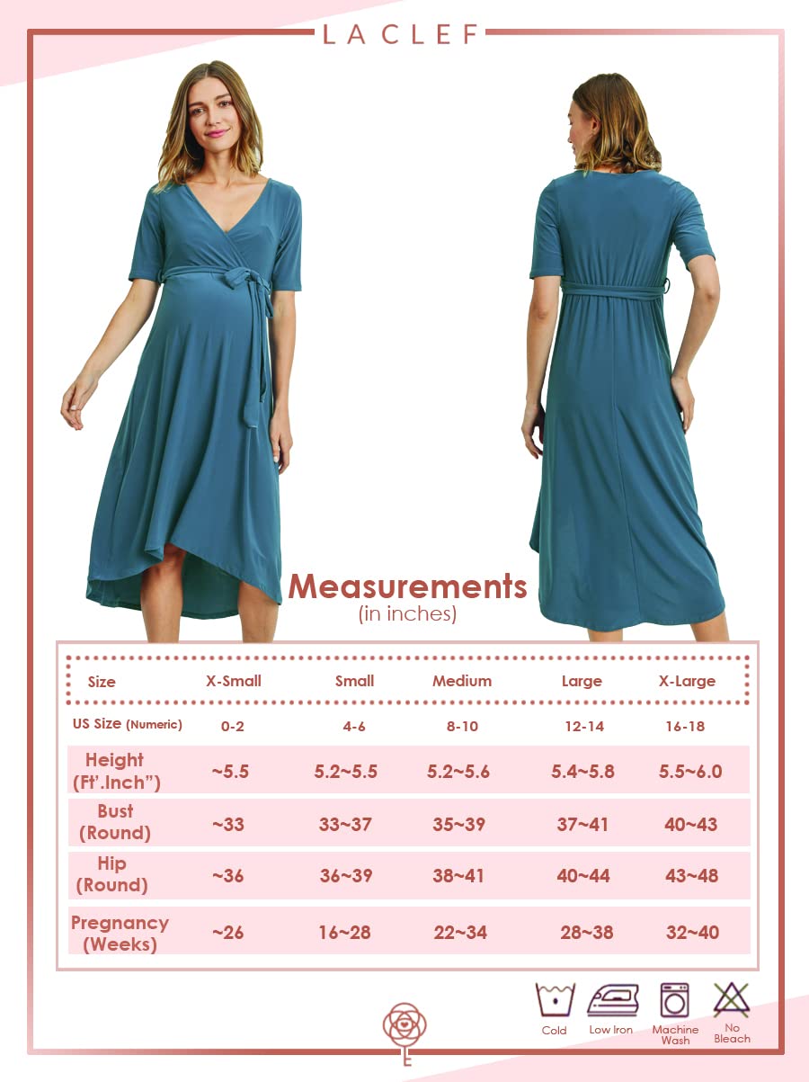 Maternity Wrap Dress for Women - Stretchy Mid-Length Nursing Dress with Adjustable Waist Belt | Perfect for Pregnancy, Breastfeeding & Postpartum Wear