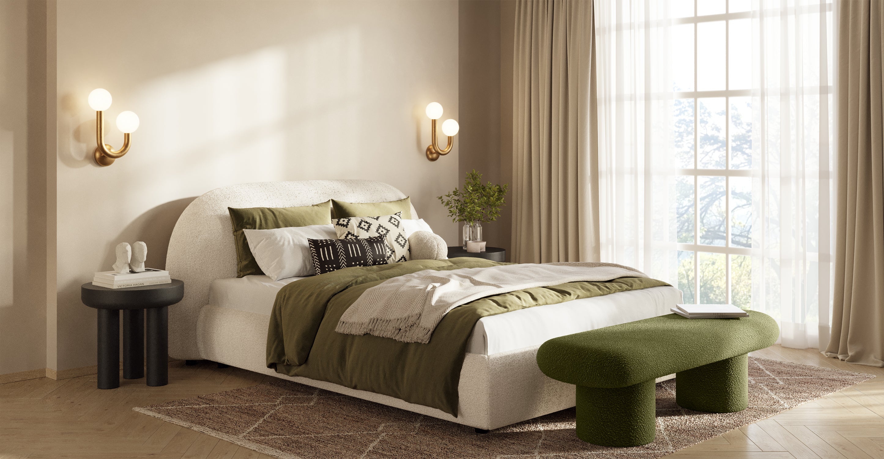 Genoa Queen Size Bed Frame - Modern Platform Bed with Upholstered Headboard, Sturdy Wooden Slats - Perfect for Master Bedroom, Guest Room, or Apartment