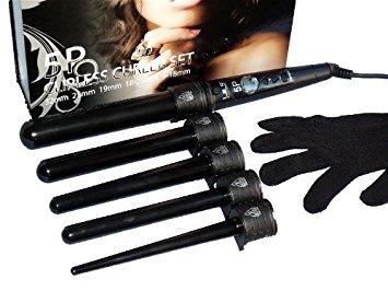 Professional 5-in-1 Interchangeable Curling Iron Set with 5 Barrel Sizes (3/8