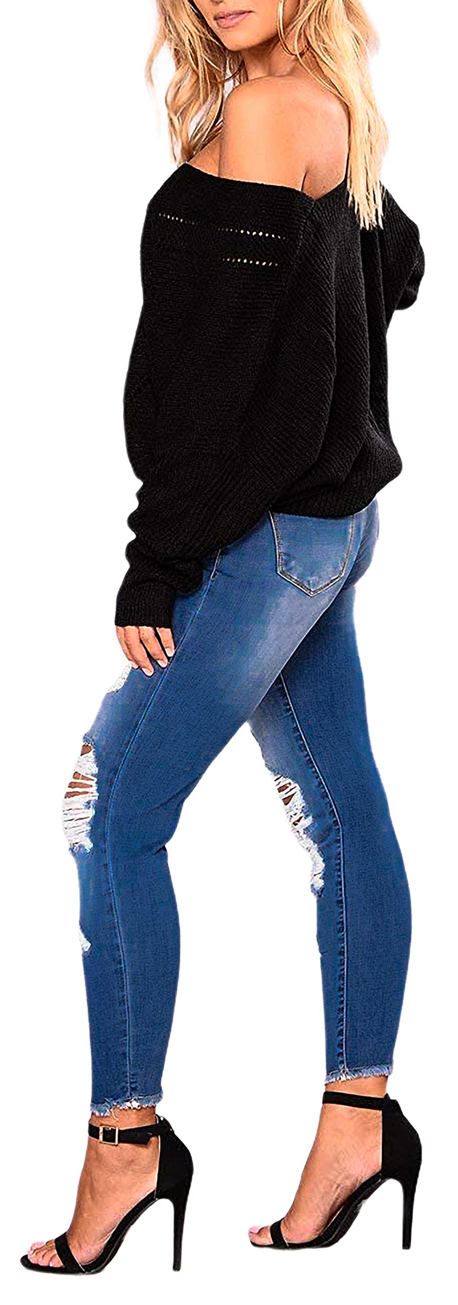 FairBeauty Women's Skinny Stretch Jeans - Frayed Raw Hem, Slim Fit Ripped Denim Pants for Casual Wear & Street Style Fashion | High Waist Stretchable Jeans for Everyday Comfort