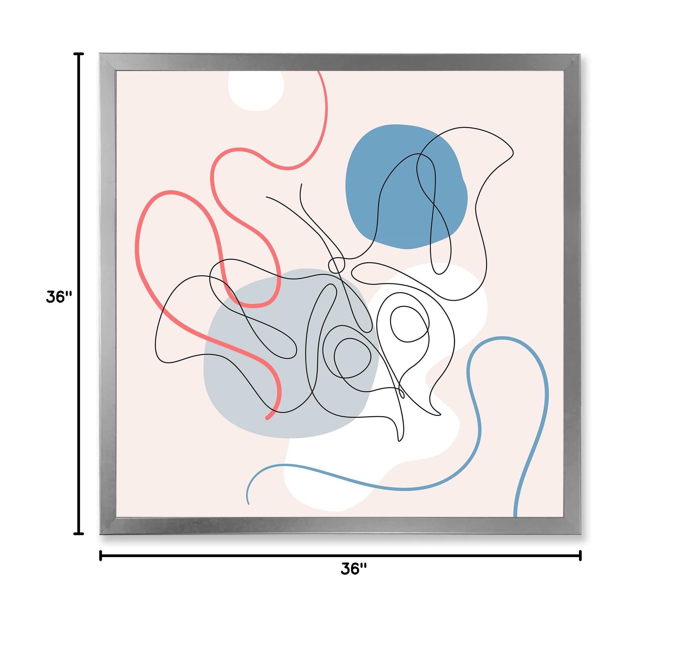 Butterfly One Line Drawing On Cubism Shapes II Modern Framed Wall Art - Abstract Home Decor for Living Room, Bedroom & Office | Ready to Hang Canvas Painting