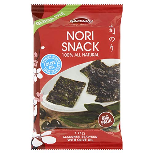 Organic Roasted Seaweed Snacks - Saitaku Premium Nori 10g | Vegan, Gluten-Free, Low-Calorie | Perfect for On-The-Go, Lunch Boxes & Healthy Snacking