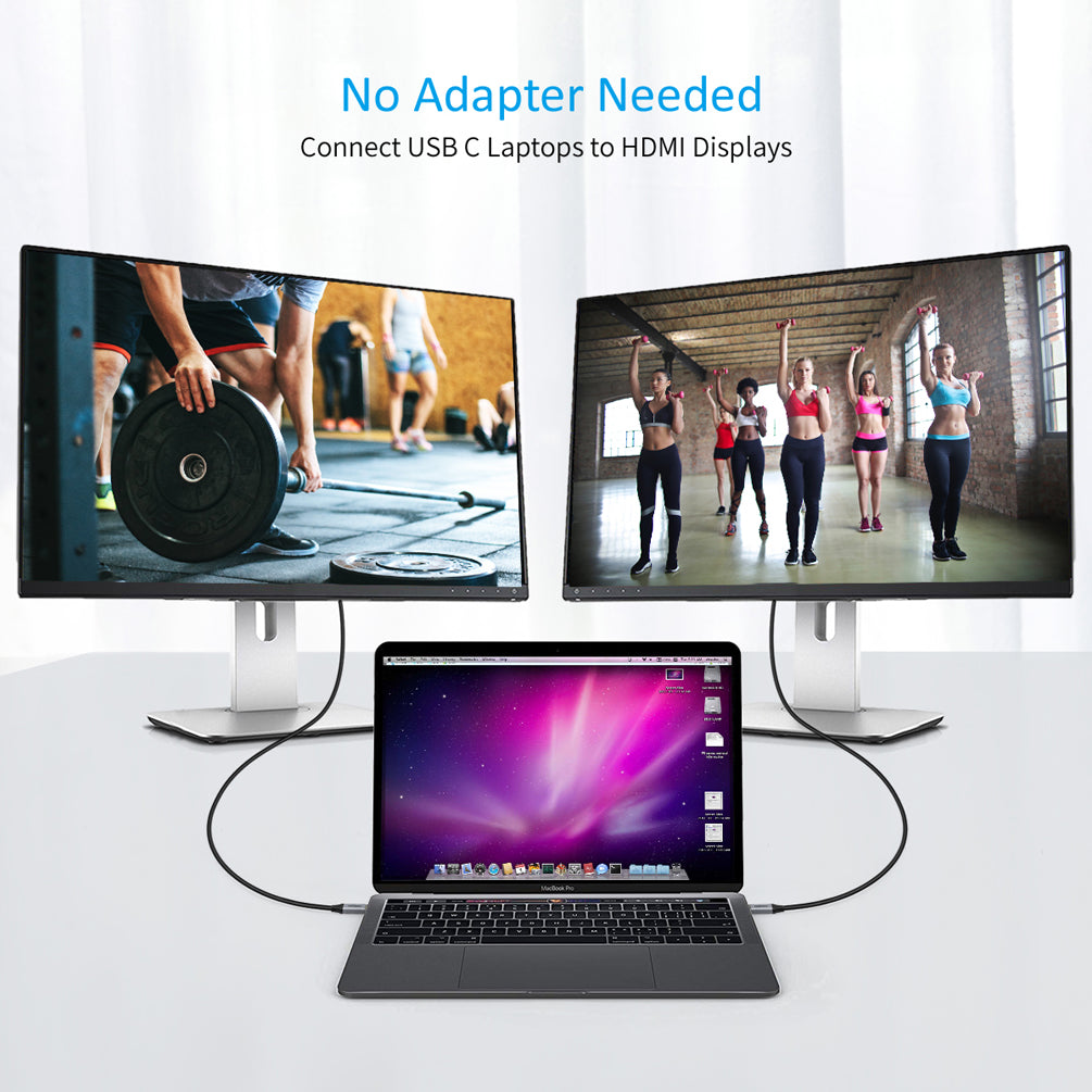 Premium USB C to HDMI Cable 4K@60Hz HDR - 6.5FT/2M High-Speed 4K Video & Audio Sync - Compatible with MacBook Pro, iPad Pro, Samsung Galaxy - Perfect for Home Theater, Gaming & Office Presentations