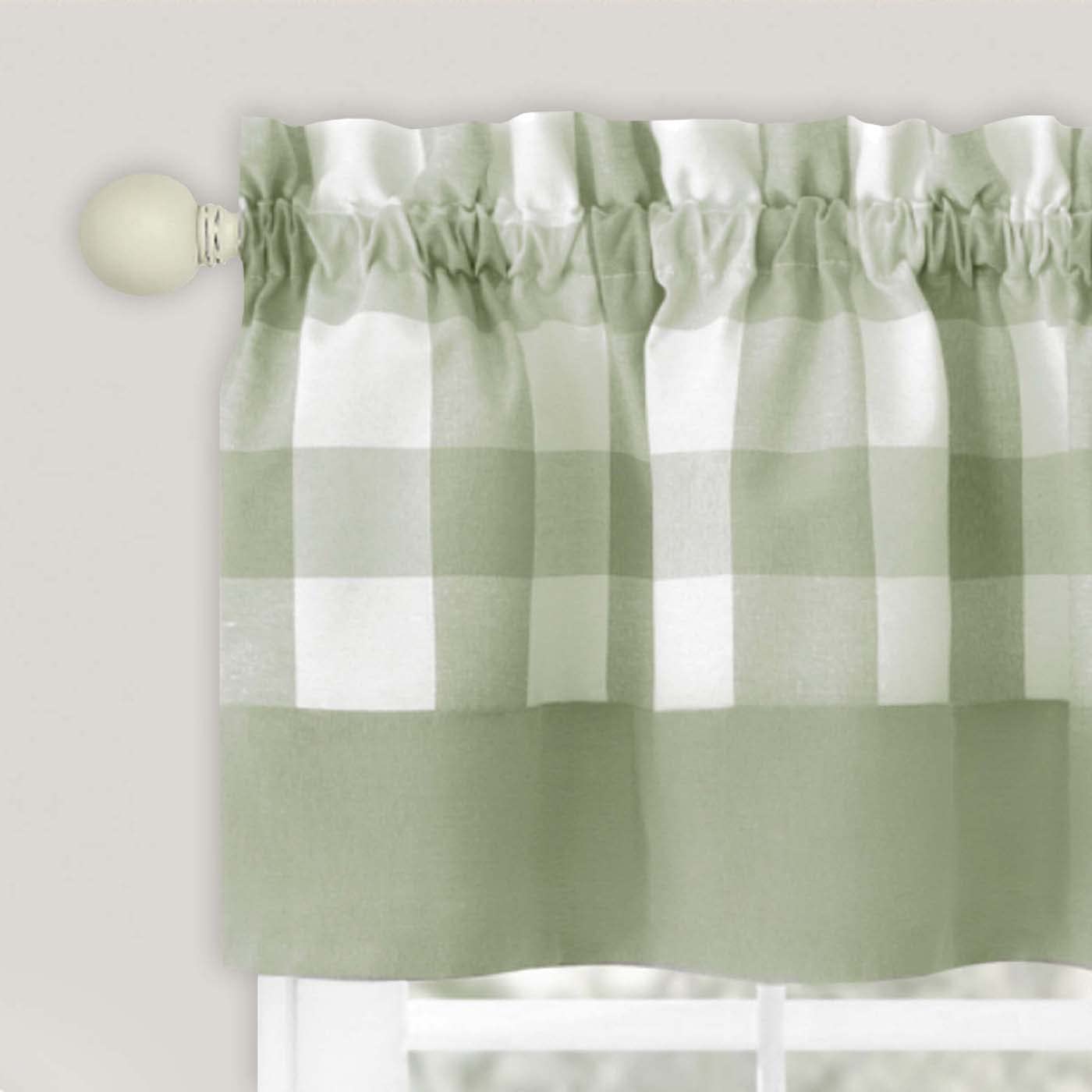 Premium Cotton Blend Kitchen Curtains and Valances Set - Classic Country Plaid Checkered Design, 57
