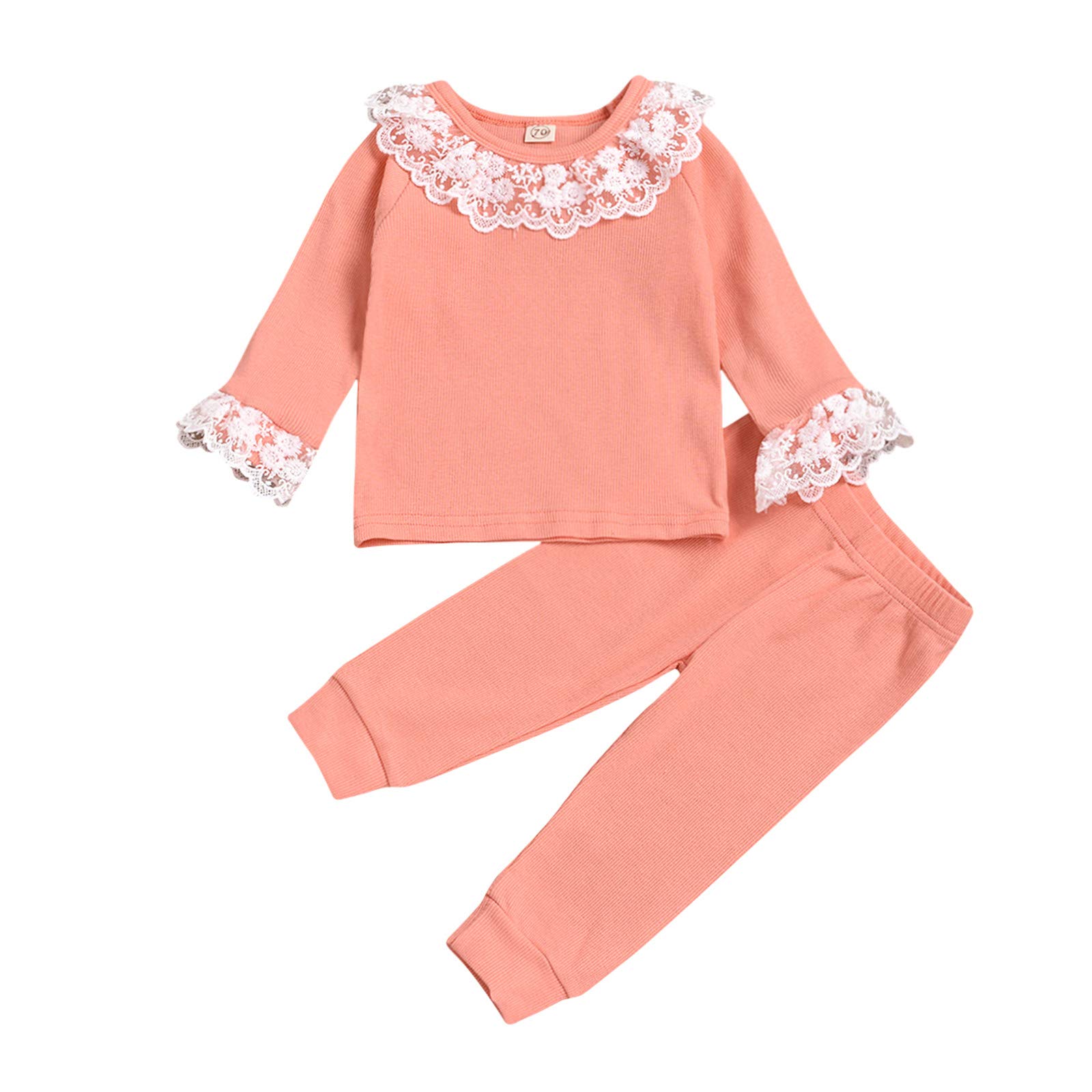 Trendy Teen Girls & Newborn Baby Girls Lace Pullover Knit Outfits Set - Cute Crop Tops & Pants for Casual Wear, Birthday Gifts & Photo Shoots