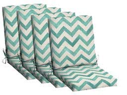 Outdoor Dining Chair Cushions Set of 4 - Blue & White Zig-Zag Pattern, 21x44x3 Inches, Waterproof Polyester - Perfect for Patio, Deck, Garden & Poolside Furniture