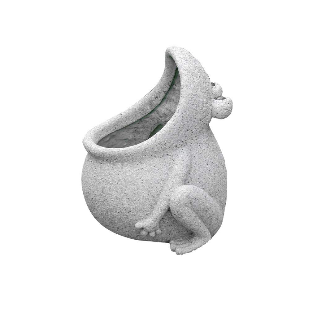 Creative Frog-Shaped Cement Succulent Planter - Indoor/Outdoor Decorative Flower Pot for Bonsai, Plants & Home Decor - Perfect for Garden, Patio, Living Room & Office Spaces (Color: A)