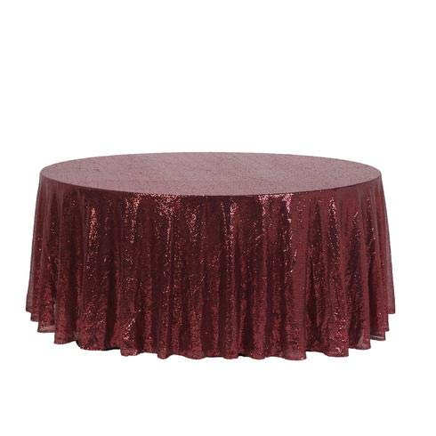120 Inch Sequin Round Tablecloth - Premium Quality Burgundy Payette Fabric for Wedding, Birthday, Christmas Party & Hall Decoration | Elegant Dining & Event Table Cover