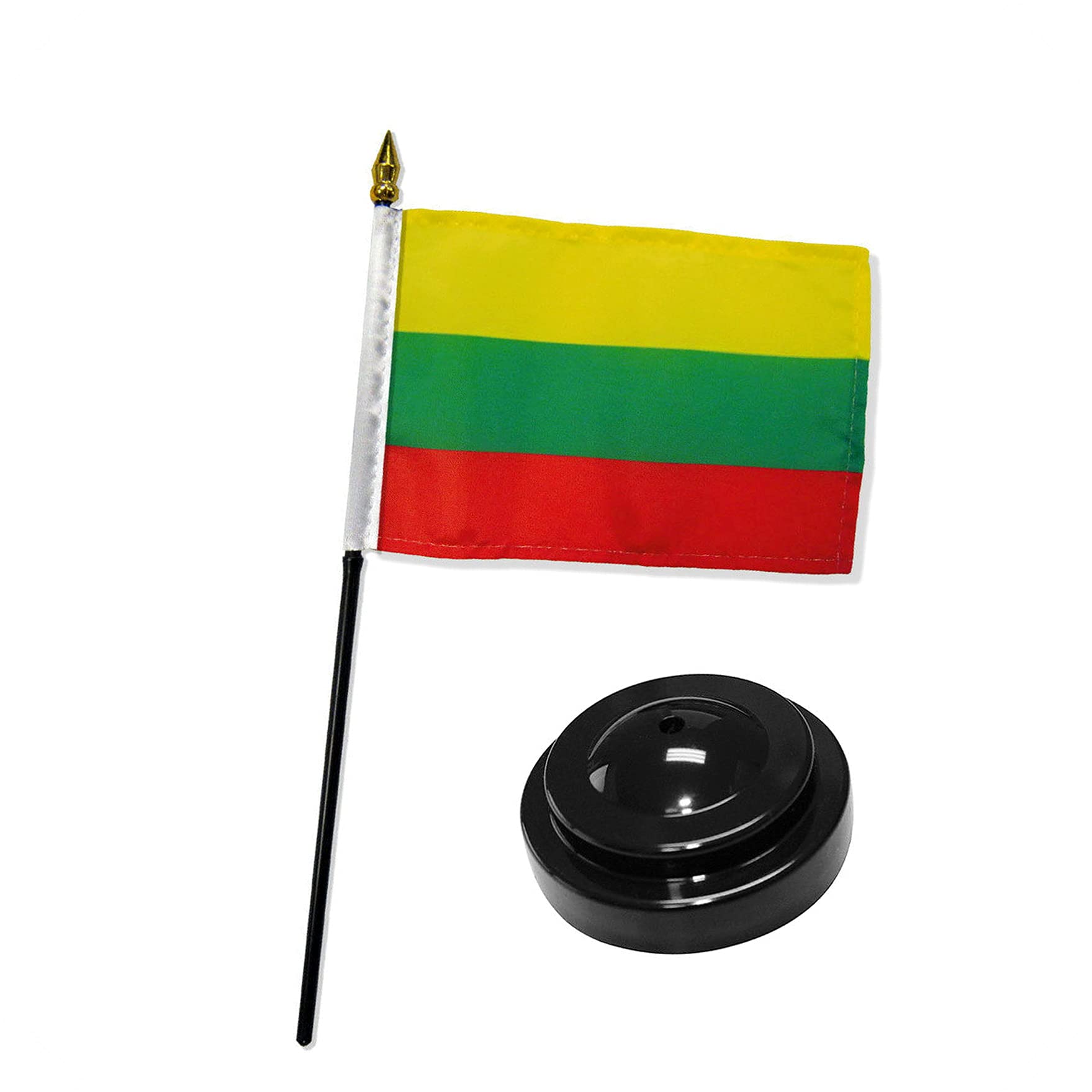 4x6 Inch Lithuania Flag Desk Set with Black Base - Indoor/Outdoor All-Weather Mini Banner for Office, Home Decor, Parties & Events (TR01993WI)