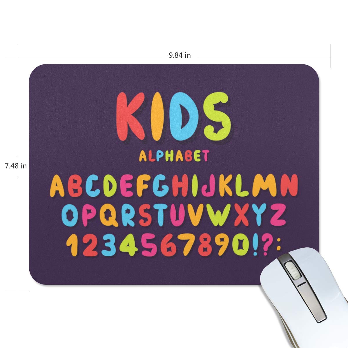 Colorful Kids Alphabet & Numbers Non-Slip Rubber Mouse Pad - 9.8