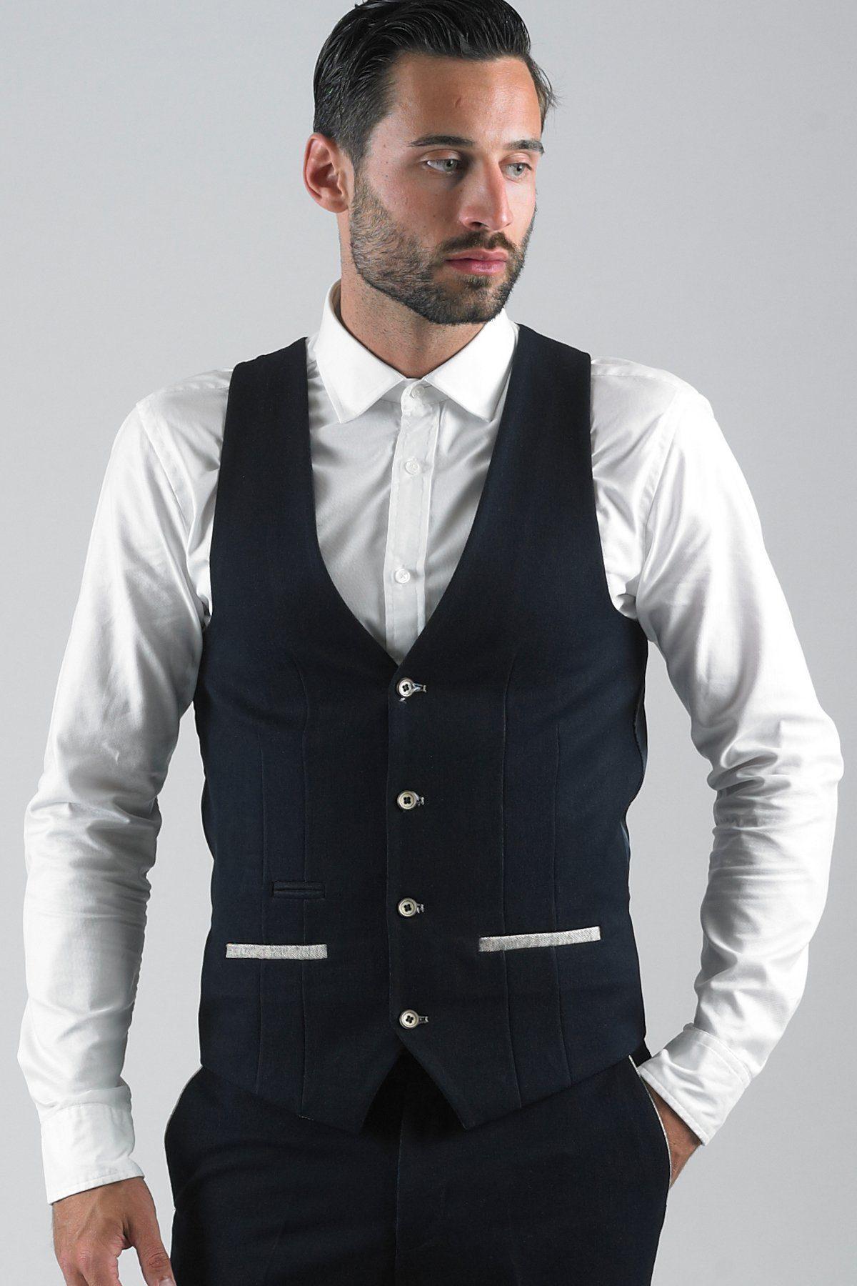 LEE WILL Denim Look Navy Waistcoat for Women - Stylish Casual Vest for Layering Outfits | Perfect for Office, Date Night & Weekend Wear