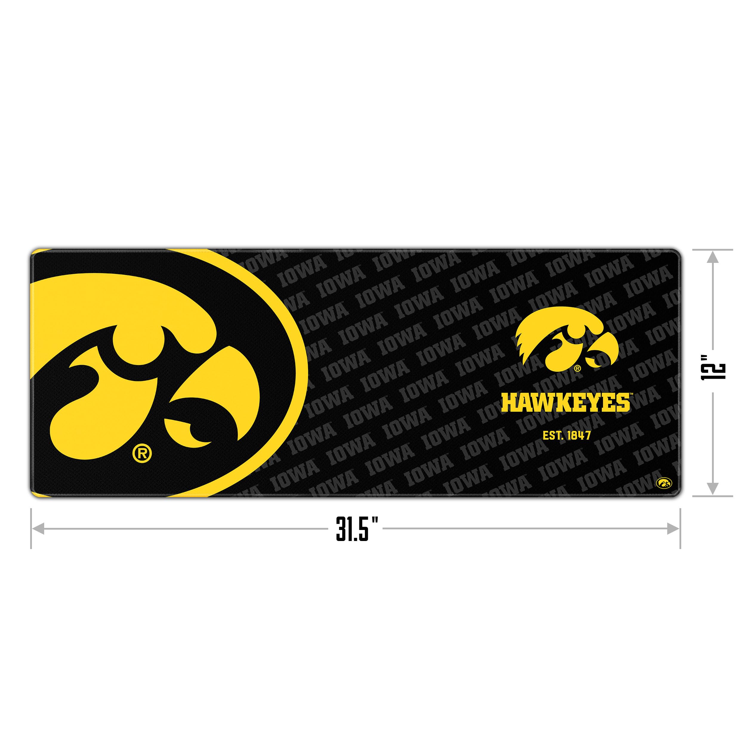 YouTheFan NCAA Iowa Hawkeyes Logo Series Desk Pad - Non-Slip Mouse Pad for Gaming & Office Work - Perfect for College Fans & Sports Enthusiasts