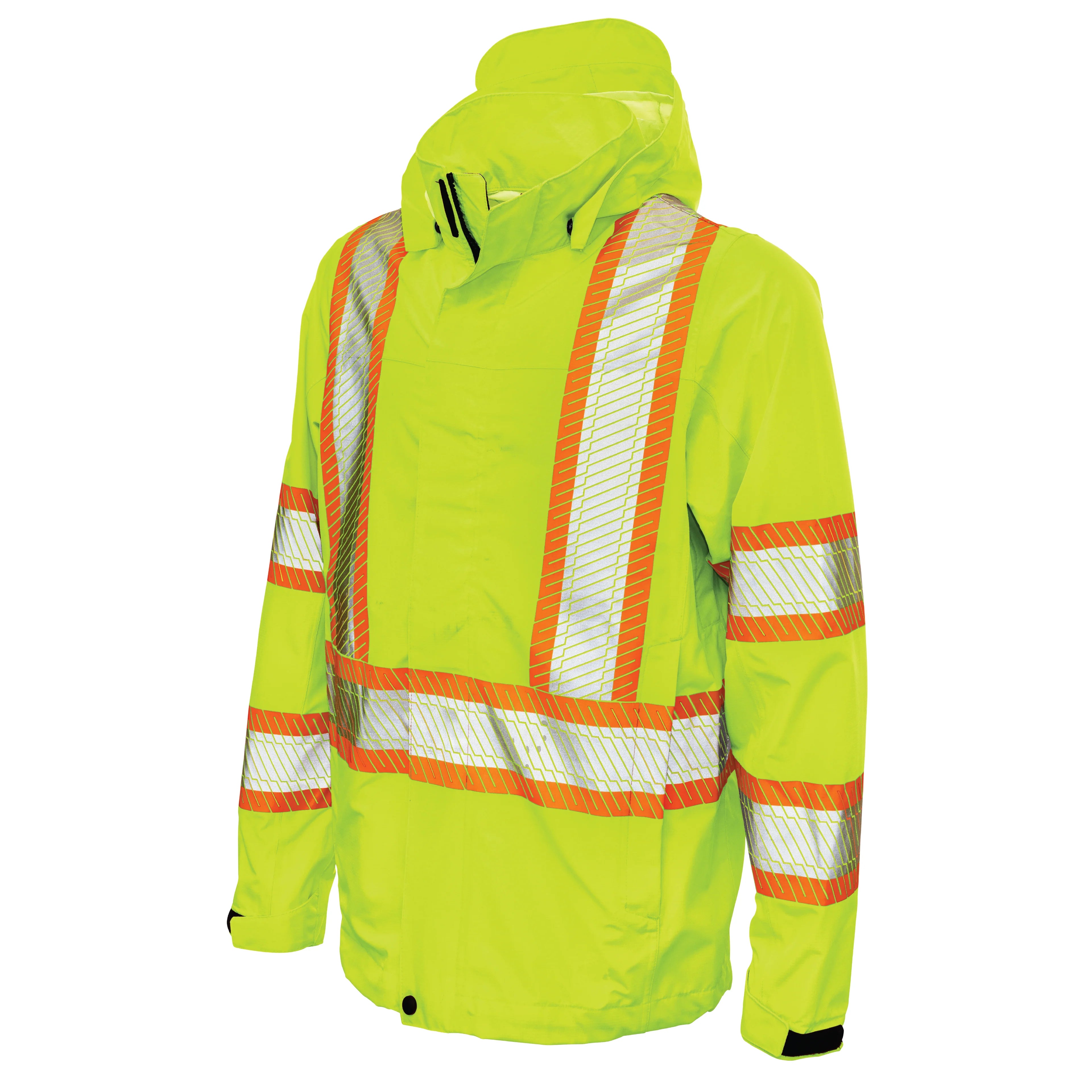 Tough Duck Packable Ripstop Safety Rain Jacket SJ05 - Waterproof Windproof Work Jacket for Outdoor Construction & Hiking