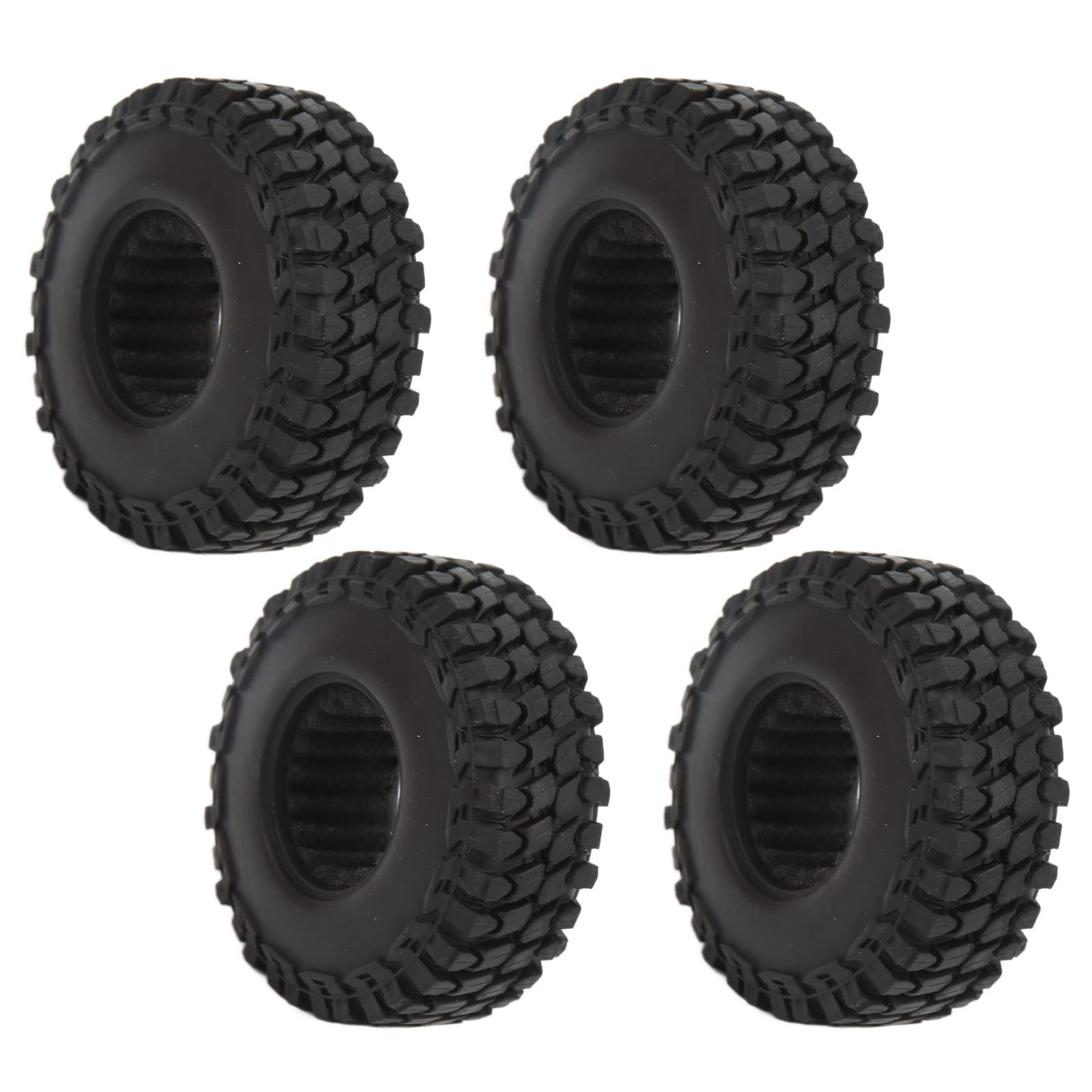 Vbestlife 4pcs 1/24 Scale RC Car All Terrain Rubber Tires with Foam Inserts - Compatible with SCX24 1/24 RC Crawlers - Perfect for Off-Road Adventures and Rock Crawling