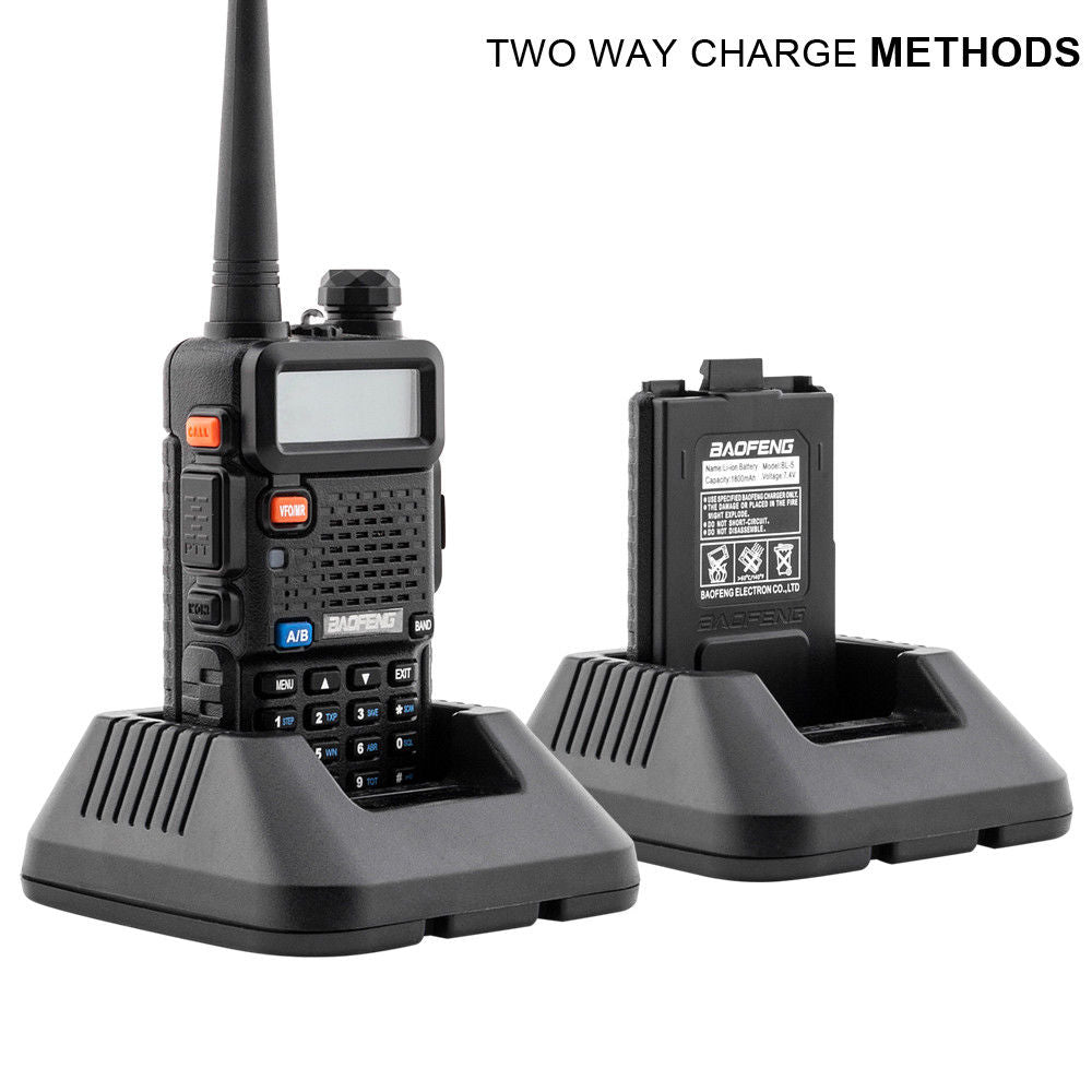 Baofeng UV-5R Dual Band Two-Way Radio [2 Pack] - 4W/1W Power, 128 Channels, Flashlight, VOX & Emergency Alert - Perfect for Outdoor Adventures, Emergency Preparedness & Security Teams