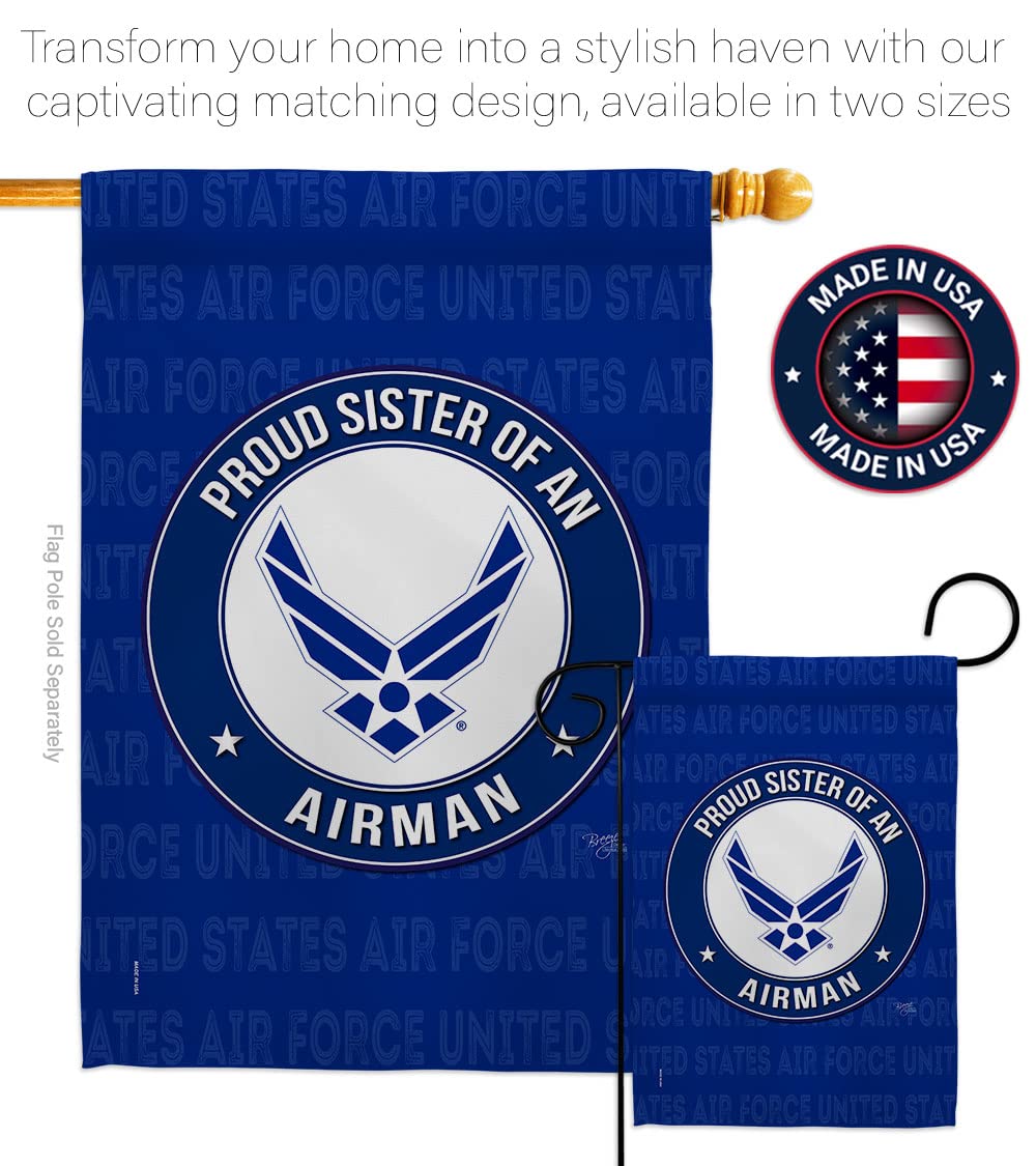 Proud Sister Airman Garden Flag Set - USAF Military Yard Decor for Veterans