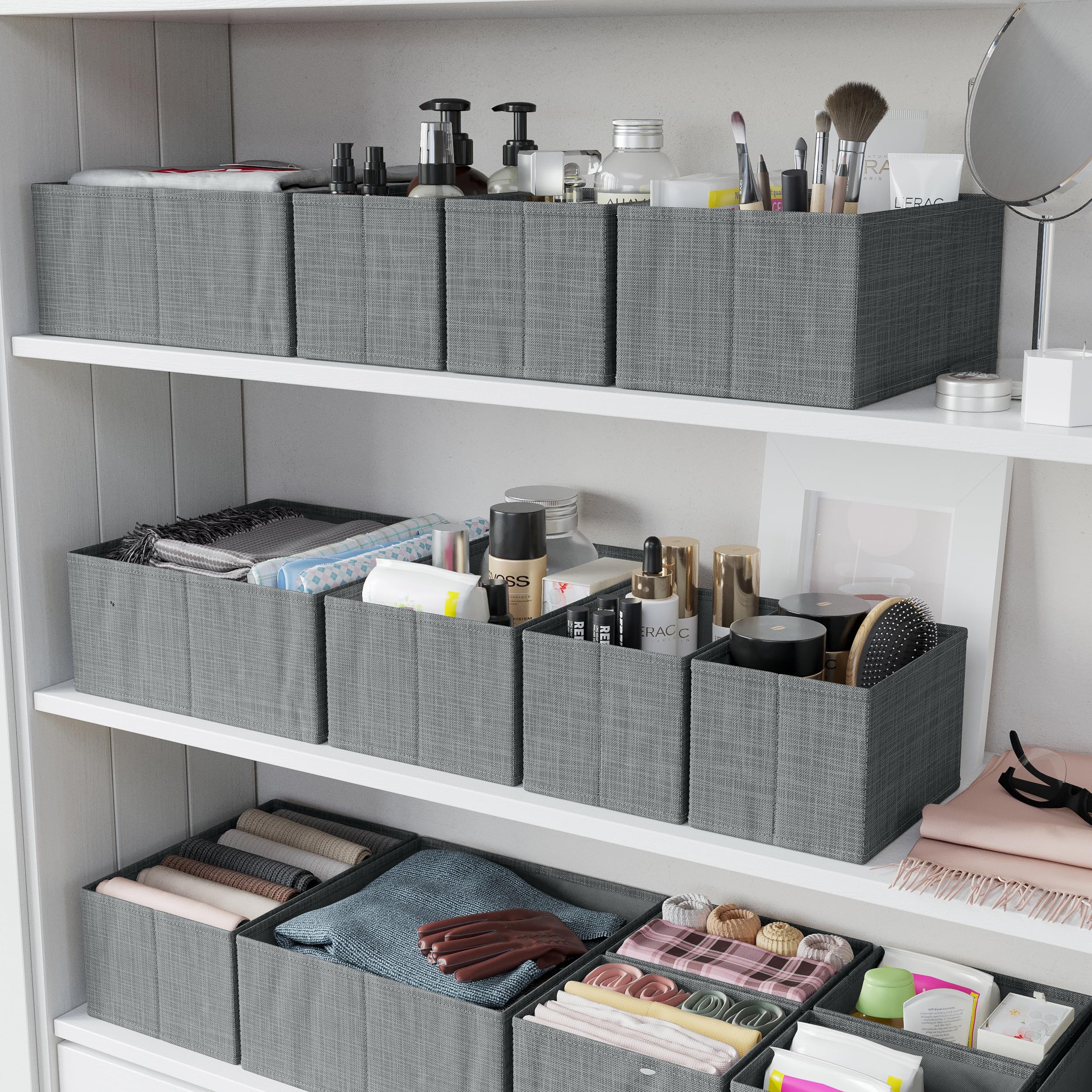 12-Piece Grey Drawer Organizer Set for Clothes - Baby Dresser Organizer for Nursery, Bedroom & Closet Storage - Perfect for Baby Clothes, Socks, Underwear & Accessories Organization - Ideal for Nursery, Kids Room & Home Organization