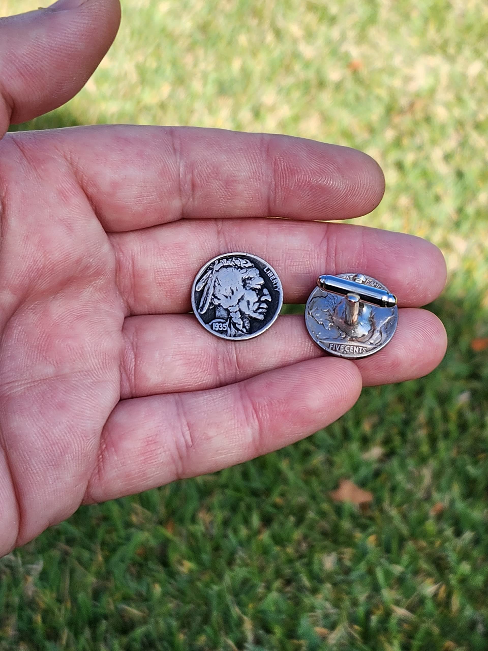 Authentic Buffalo Indian Head Nickel Coins (1930-1938) - Genuine Collectible Coin Cufflinks - Perfect Gift for Bison Lovers & Coin Collectors - Ideal for Weddings, Anniversaries, and Western-Themed Events